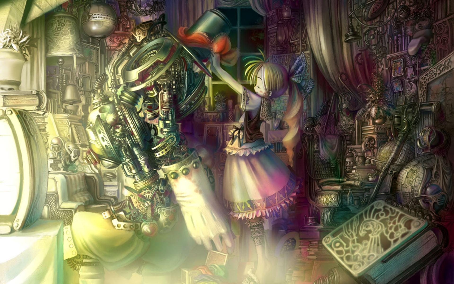 1920x1200 HD desktop wallpaper: Robot, Sci Fi, Little Girl download free picture