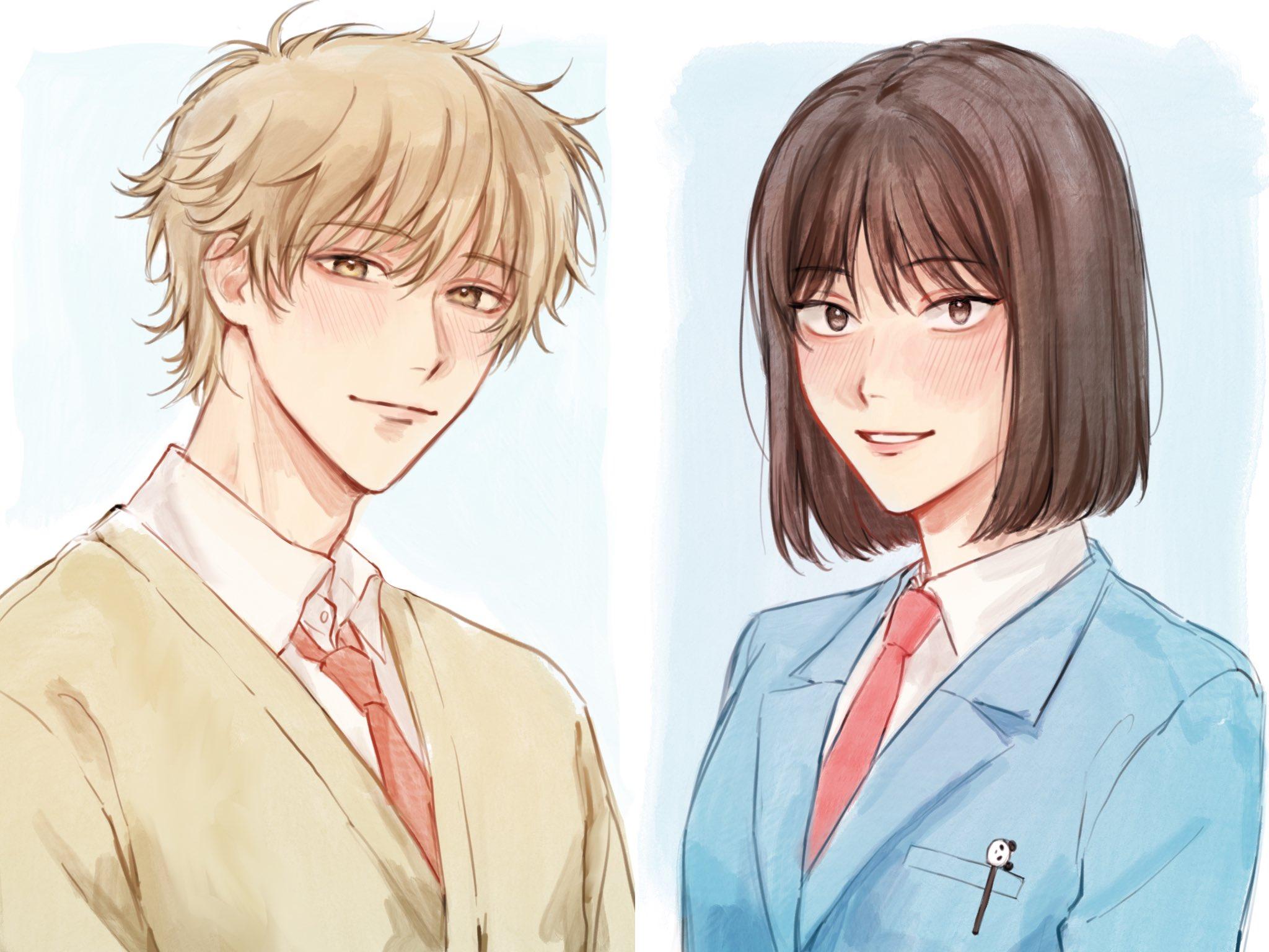 2048x1536 shima sousuke and iwakura mitsumi (skip to loafer) drawn