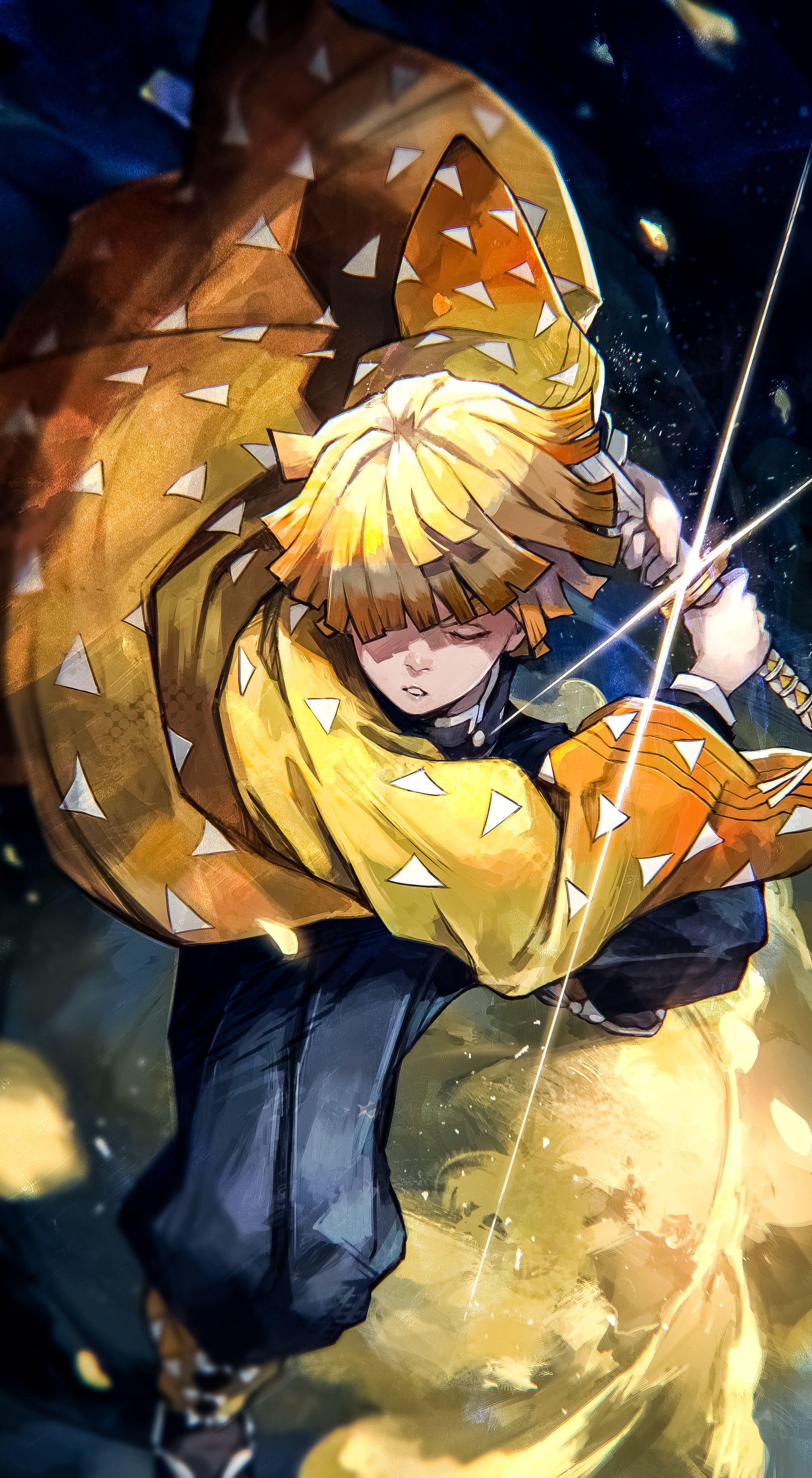 2027x3686 Zenitsu Agatsuma Kimetsu No Yaiba Wallpaper