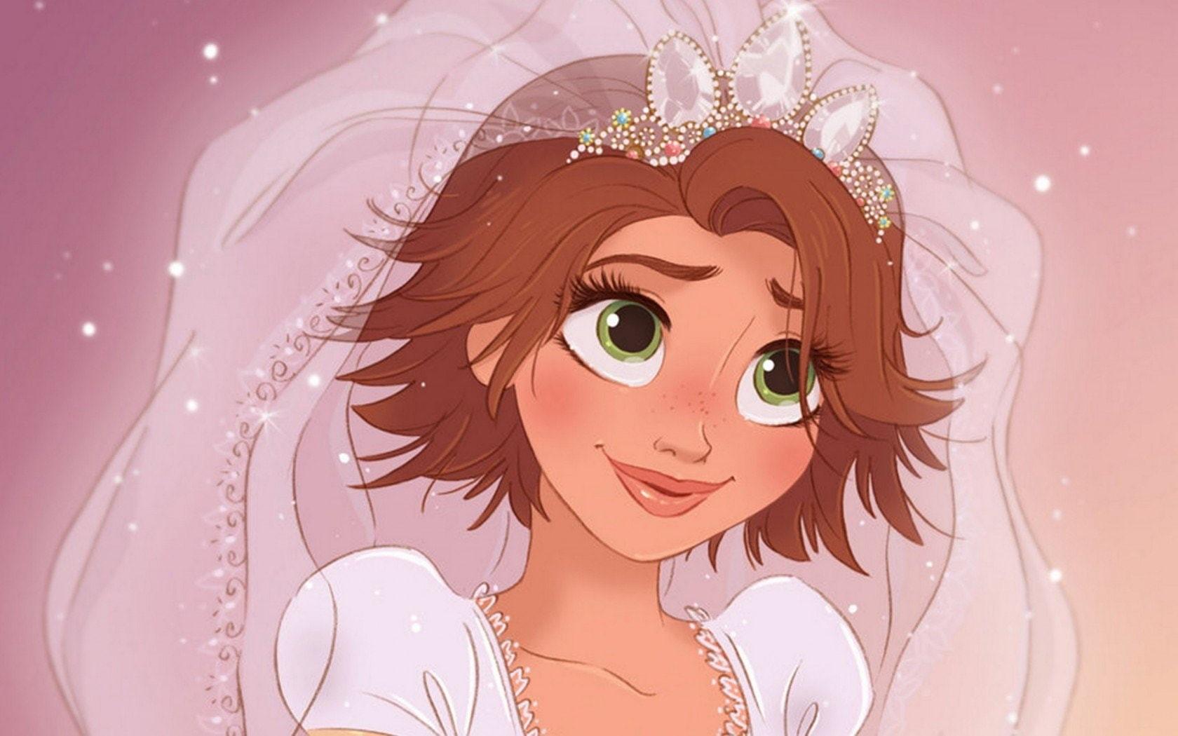 1680x1050 Wallpaper / princess, ever, forever, tangled, crown, wedding, short, after, bride, cartoon, rapunzel, happy, 720P, film free download
