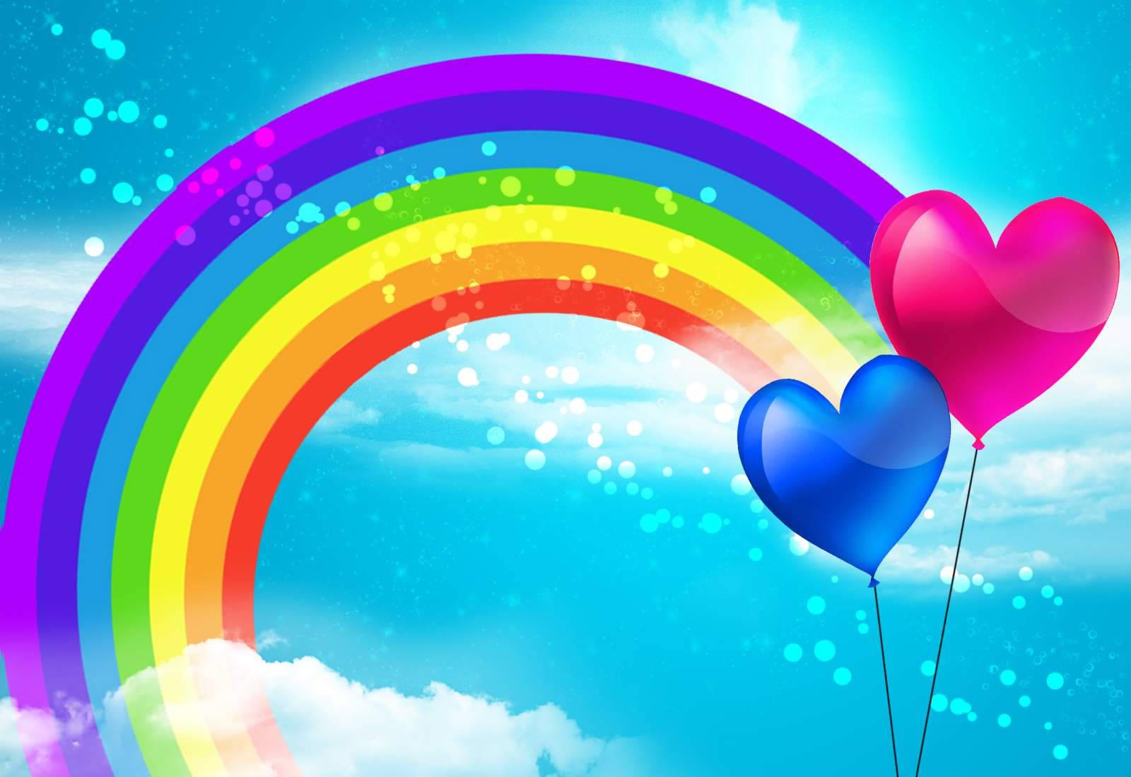 1600x1100 Download Rainbow And Hearts Wallpaper