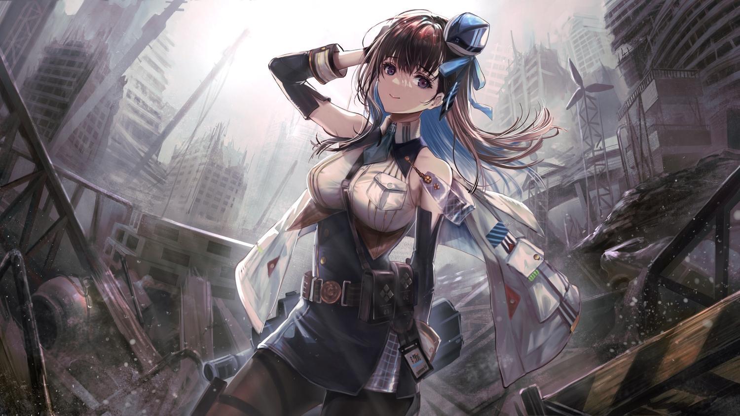 1500x844 building city goddess of victory: nikke hirose marian (nikke) ruins. konachan.net.com Anime Wallpaper