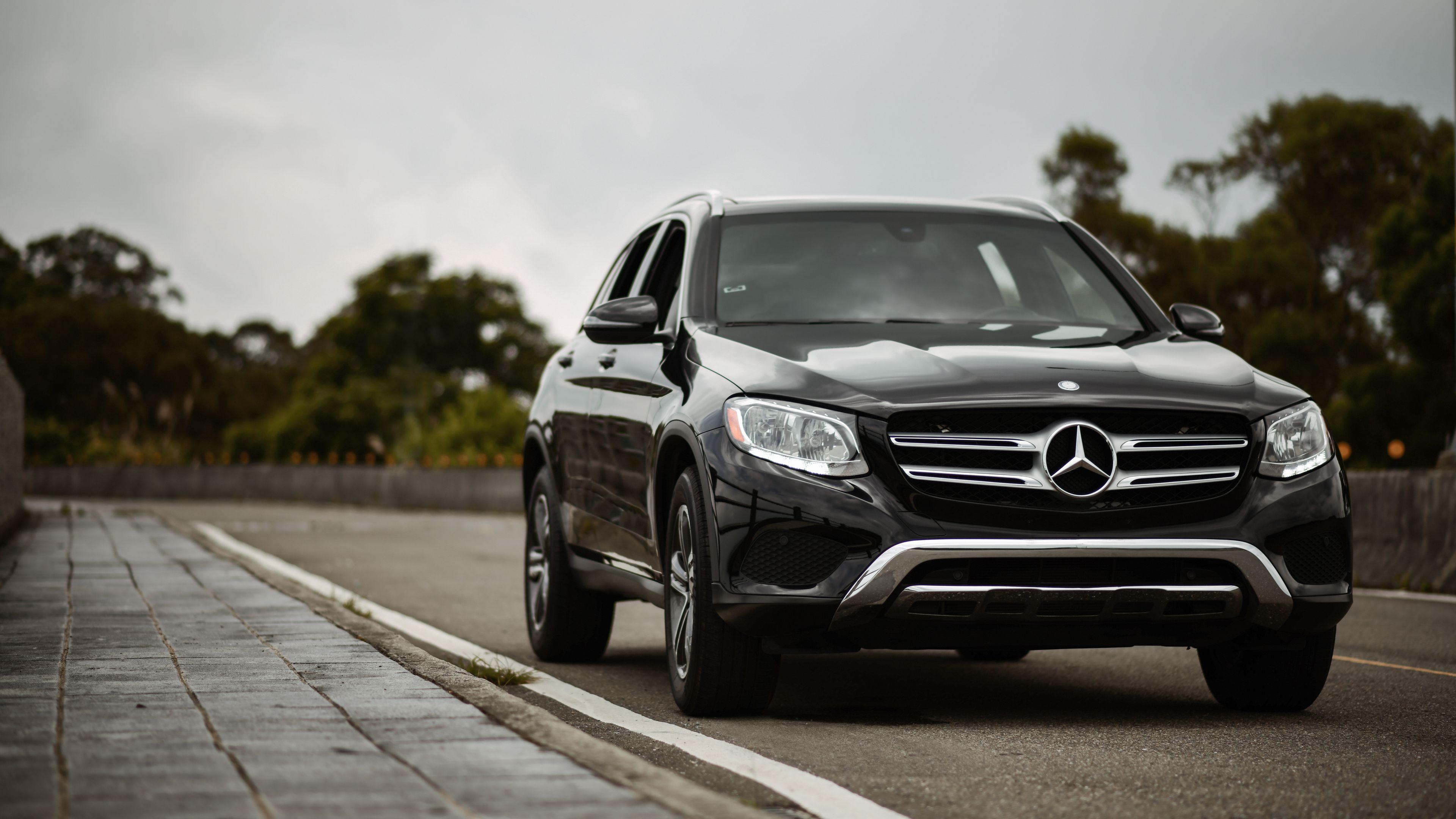 3840x2160 Wallpaper / Mercedes Benz Glc Mercedes, Car, Black, Front View, 4k Free Download