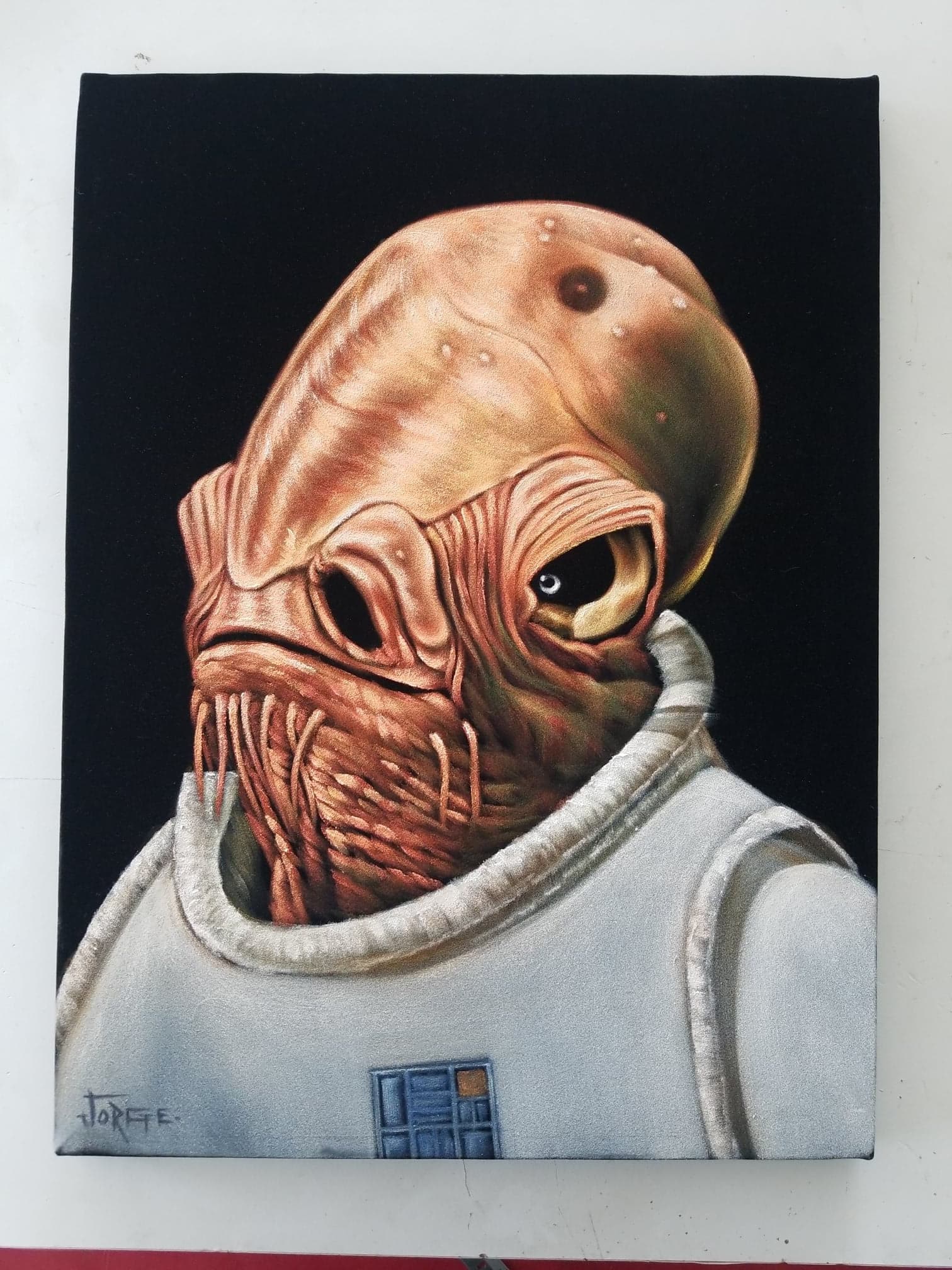 1512x2016 Admiral Ackbar From Star Wars : Original Oil Painting on Black