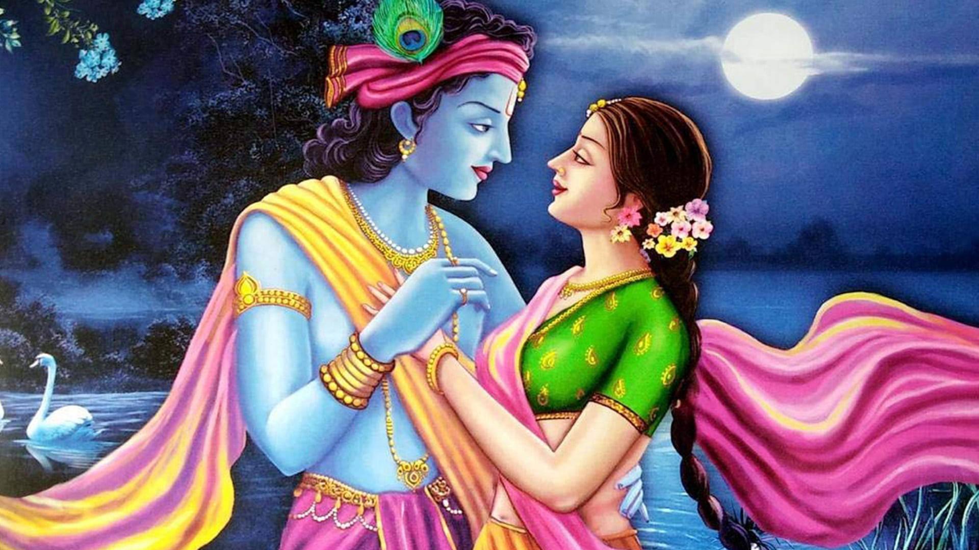 1920x1080 Download Drawing Of Radha And Krishna 4k Wallpaper