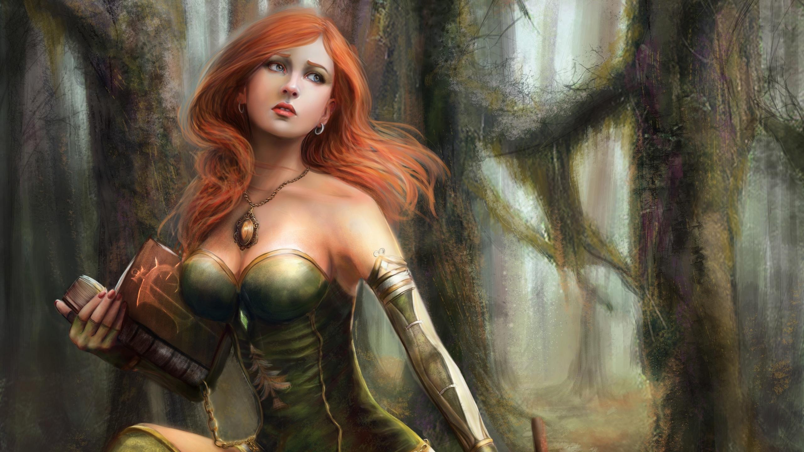 2560x1440 Wallpaper / fantasy girls, artist, artwork, digital art, hd, 4k, redhead free download