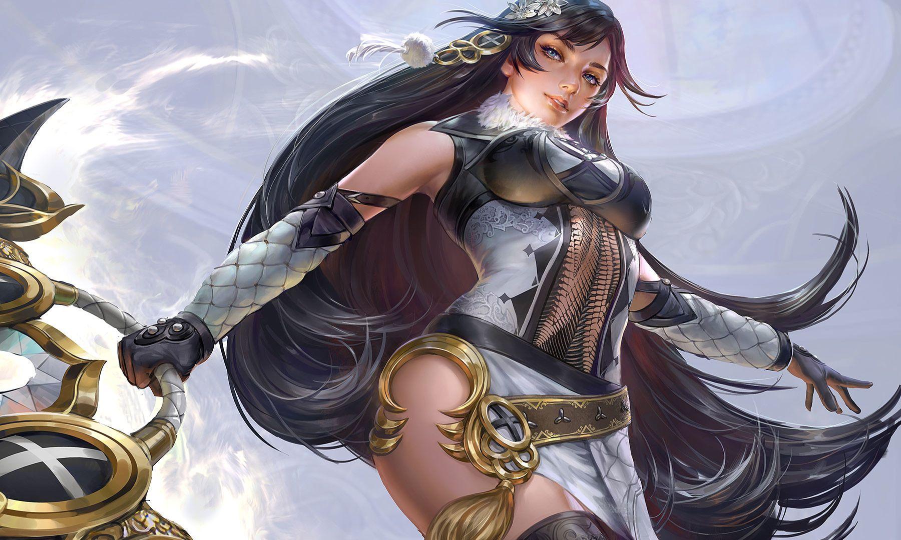 1800x1080 Desktop Wallpaper Fantasy, Hot Girl Warrior, Long Hair, HD Image, Picture, Background, B8caf9