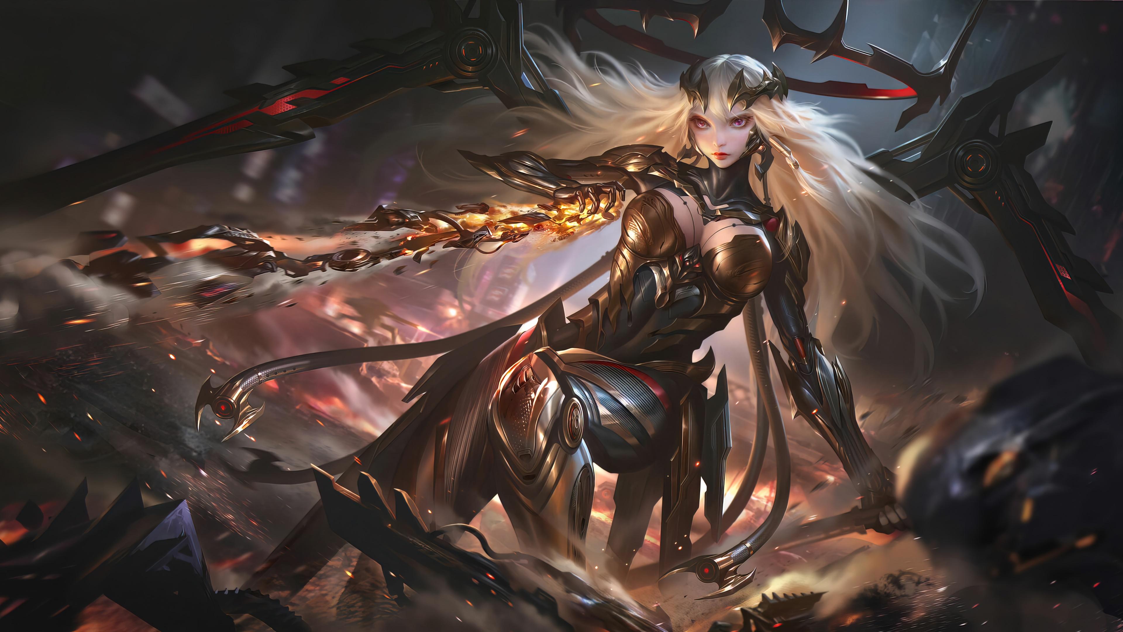 3840x2160 fantasy, girl, warrior, armor, 4k, pc Gallery HD Wallpaper
