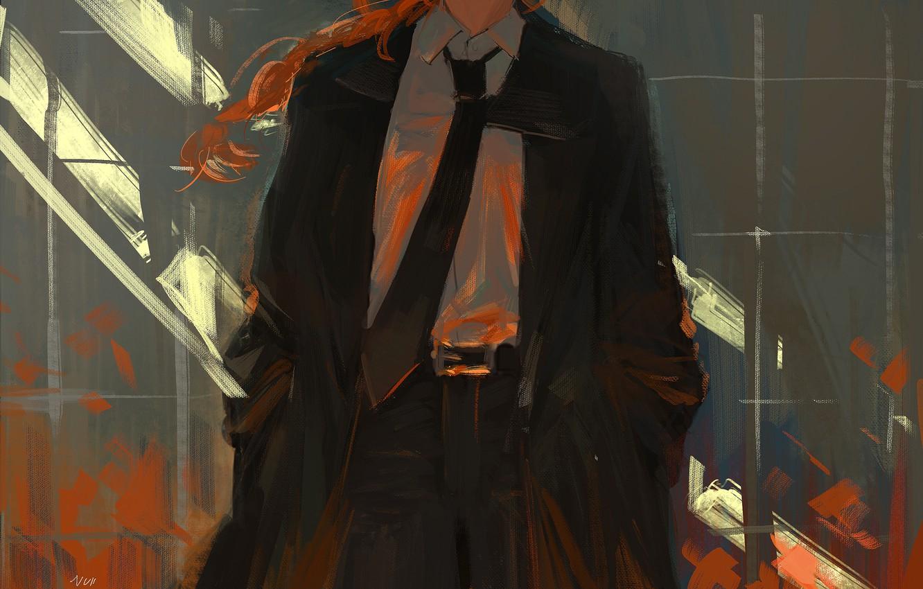 1332x850 Wallpaper girl, wall, Chainsaw Man, Makima image for desktop, section арт