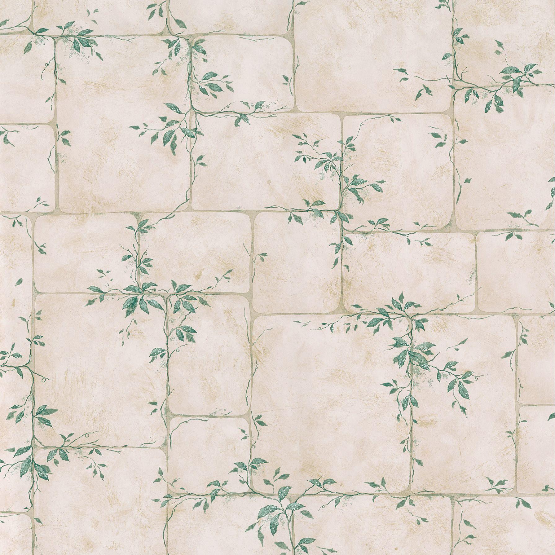 1791x1791 This gorgeous cream wallpaper from Brewster displays lush green