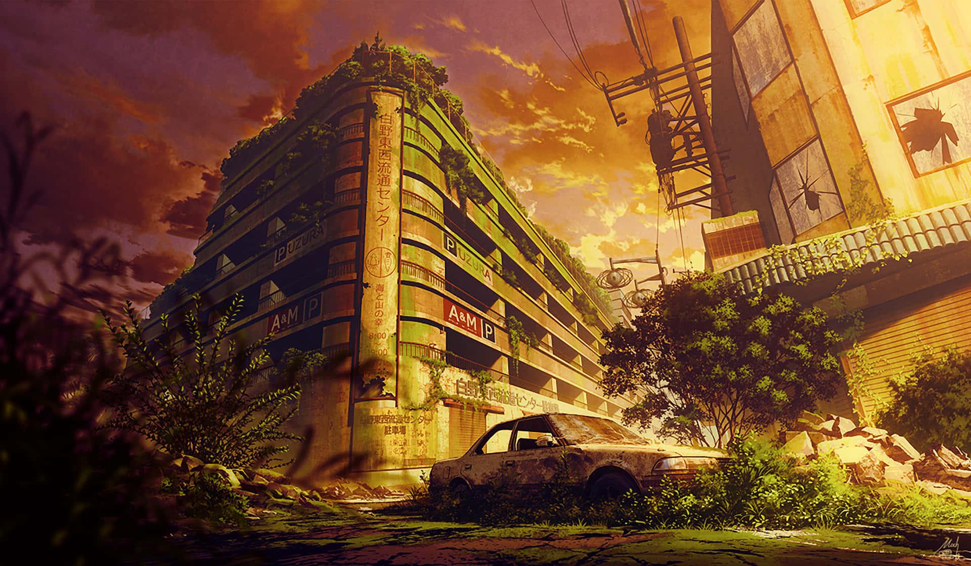 1920x1120 Download A Car Is Parked In A City Wallpaper