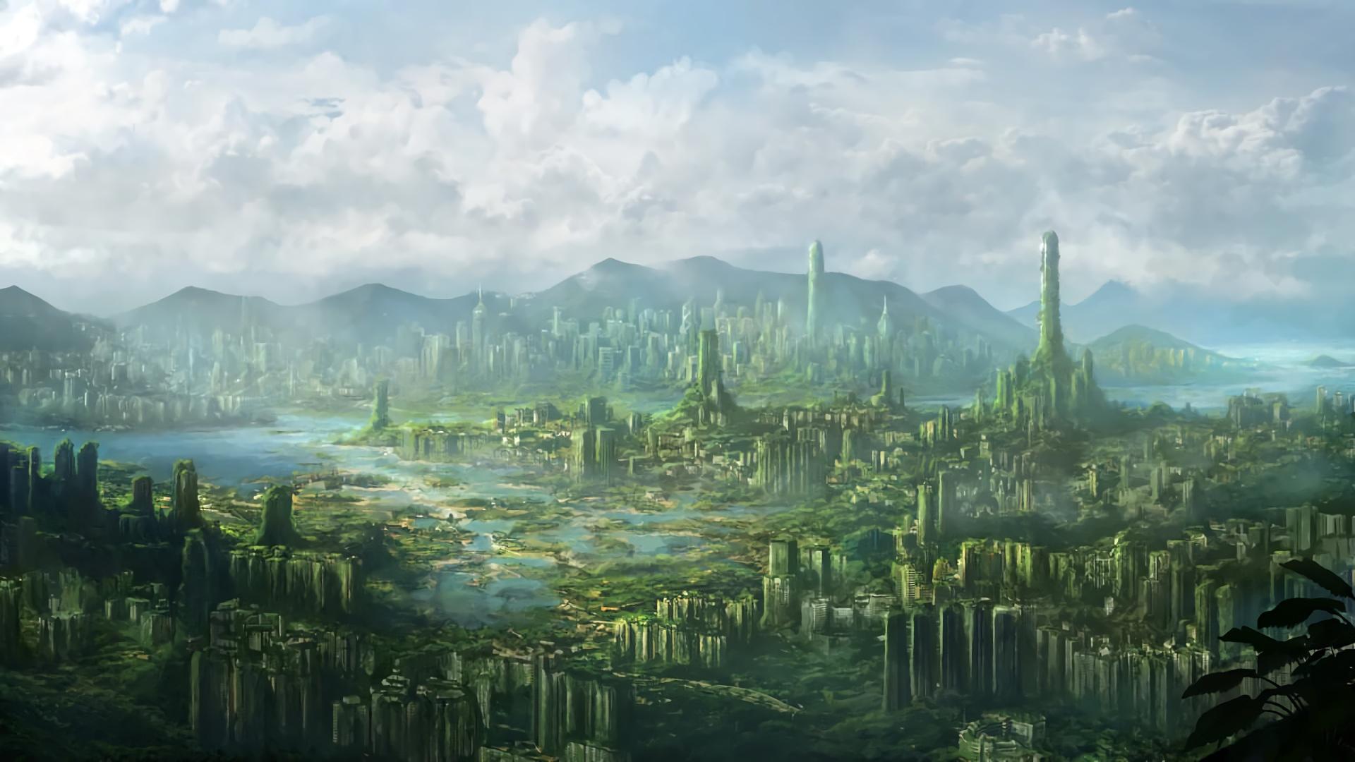 1920x1080 Post Apocalyptic Overgrown City Wallpaper