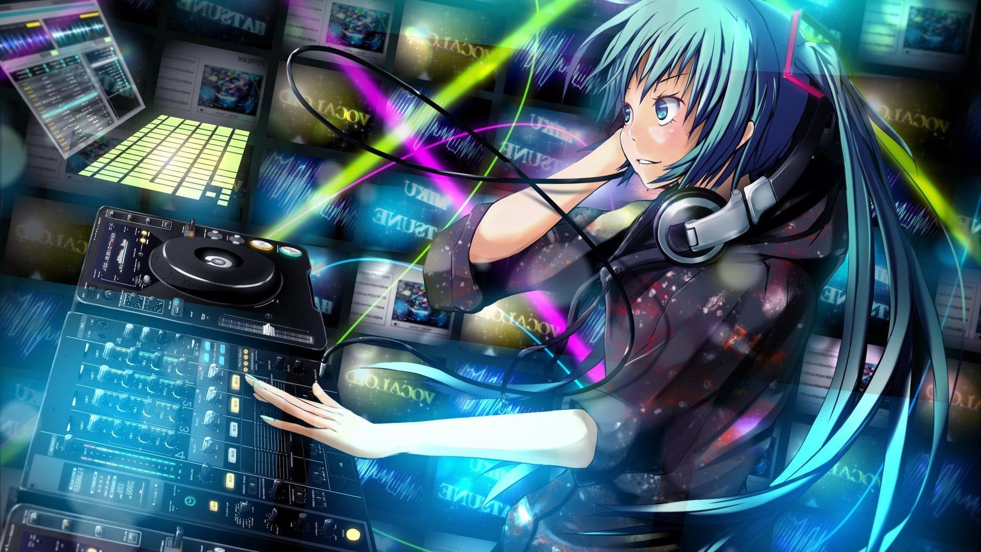 1920x1080 Wallpaper / DJ, Anime Girls, vocaloid, 1080P, anime, mixing Consoles, Hatsune Miku free download