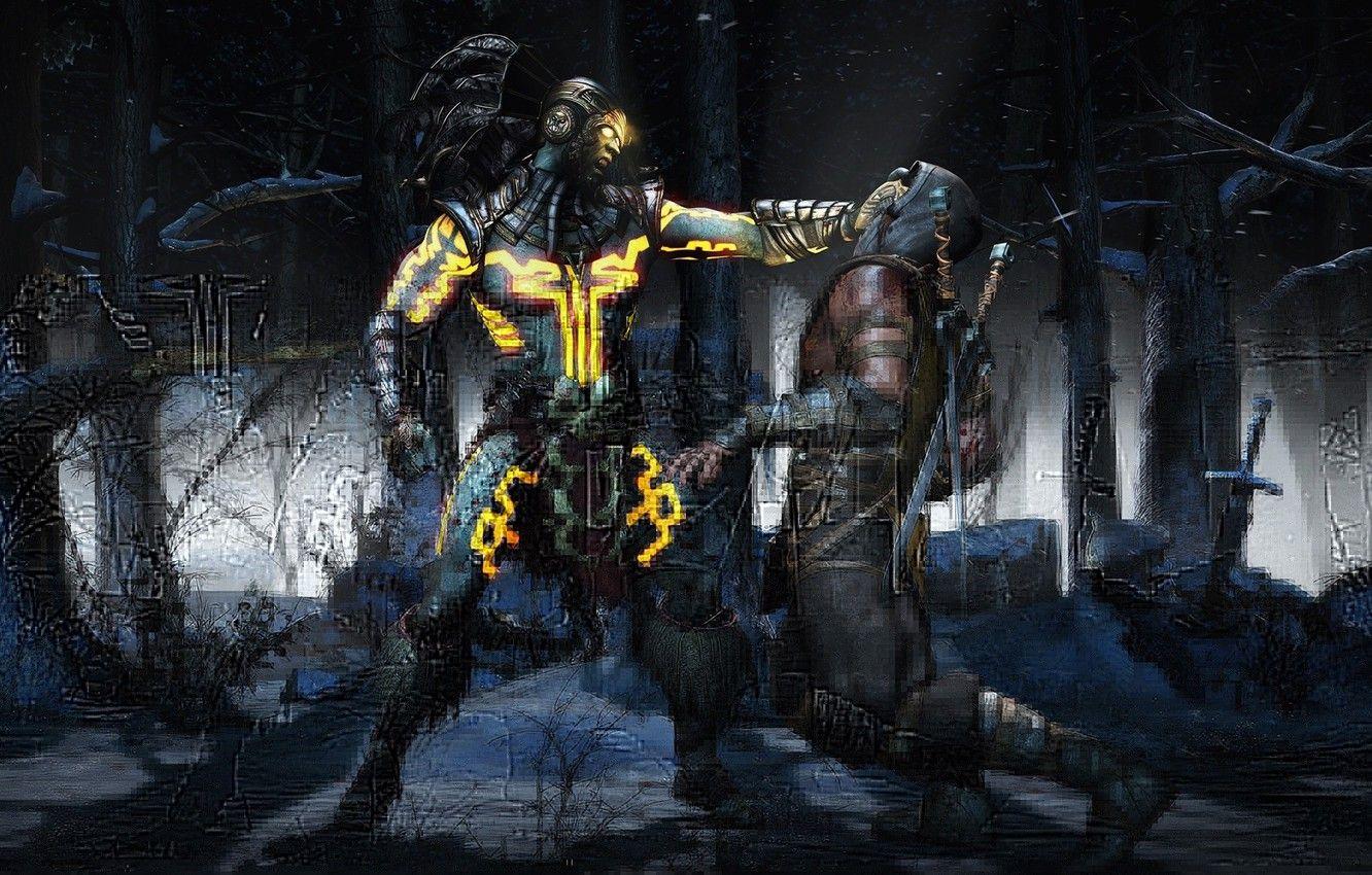 1332x850 Wallpaper hate, sake, sword, blood, forest, snow, Mortal Kombat