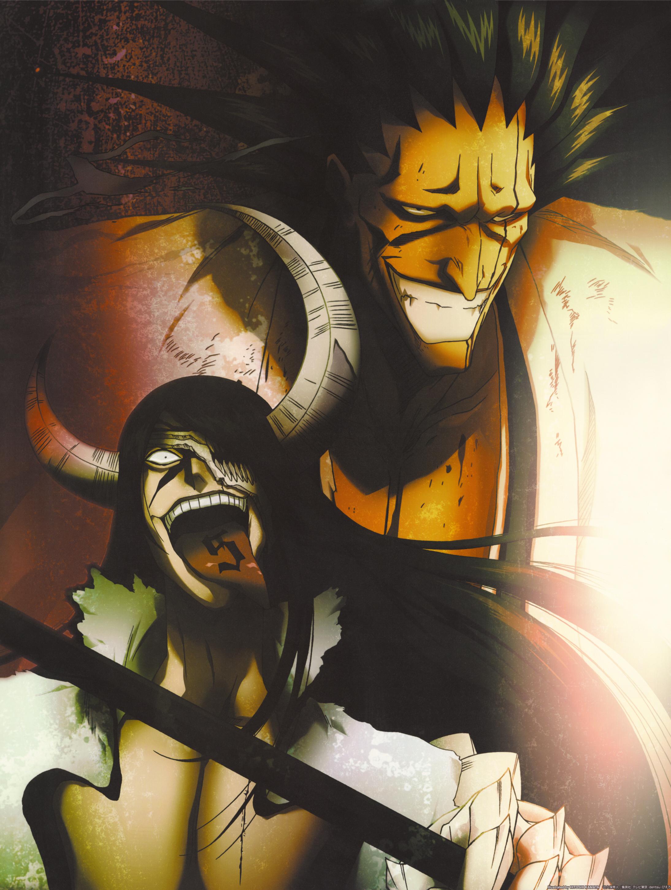 2188x2900 zaraki kenpachi and nnoitra gilga (bleach) drawn