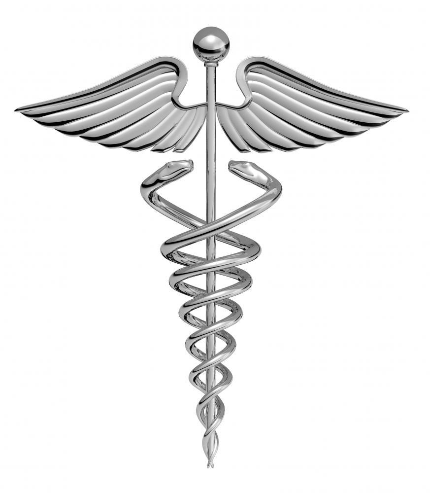 873x1000 Caduceus Medical Symbol Chrome Wall Decal