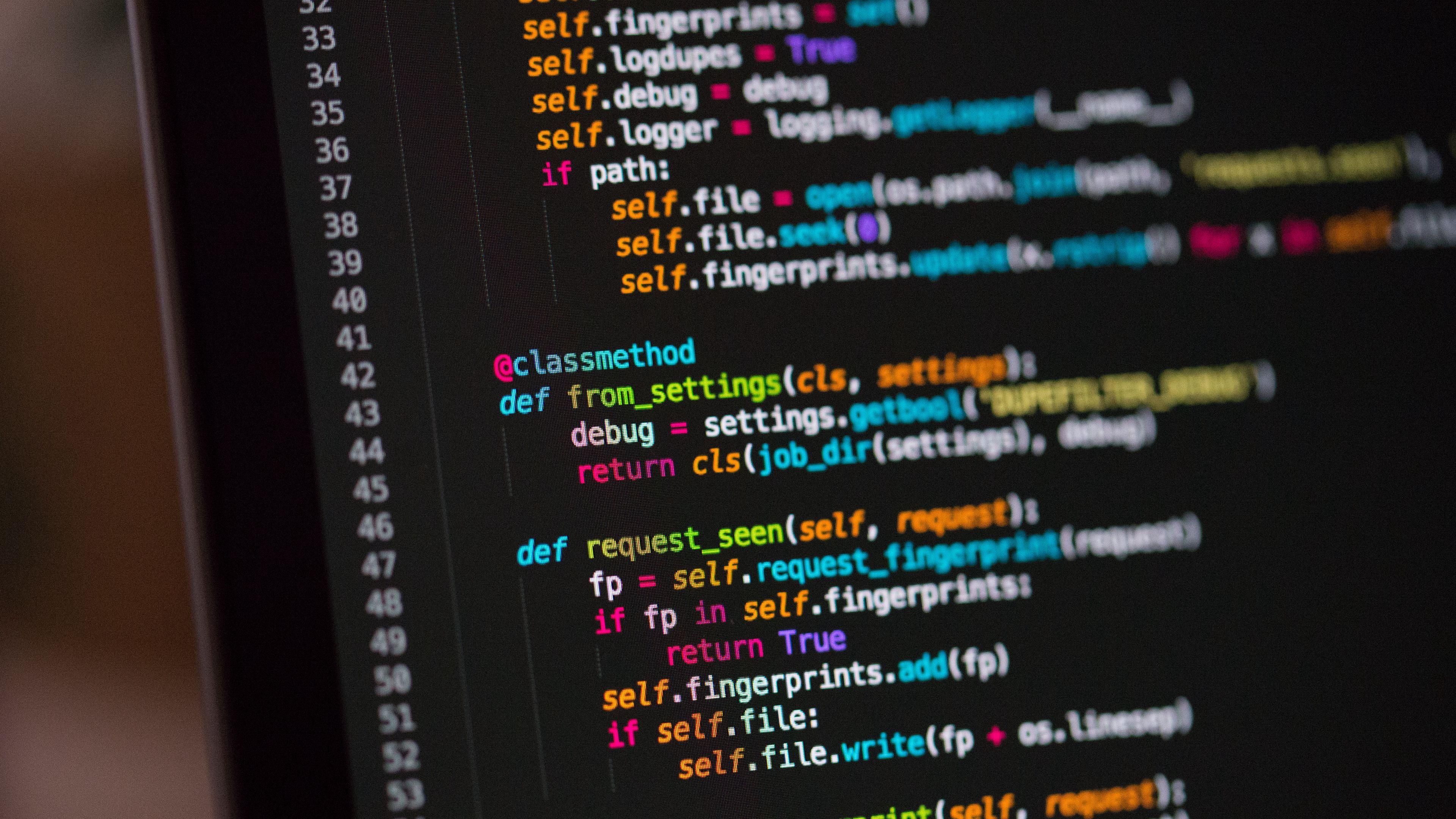 3840x2160 Wallpaper / code, programming, text, strings, multicolored, 4k free download