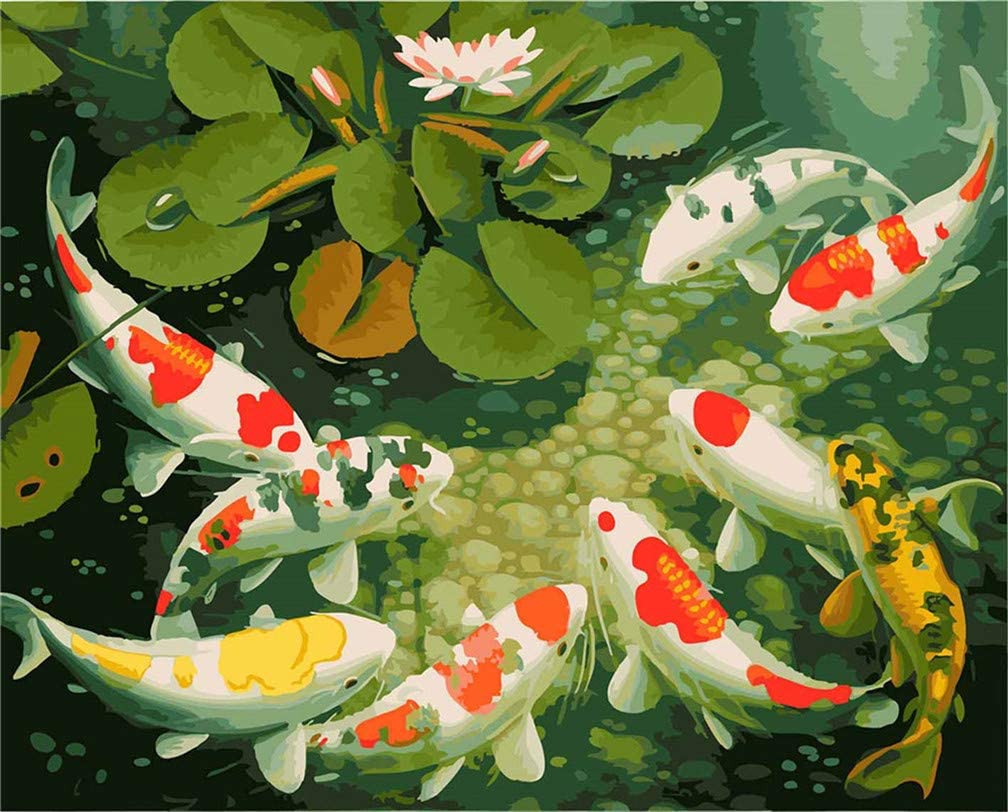 1008x812 Kit De Pintura Por Números, Pintura De Koi Carp Lotus Pond Número Pintura Para Adultos Y Niños 6 X 8 Cm Enmarcado O No (carpa, Sin Marco). lagear.com.ar