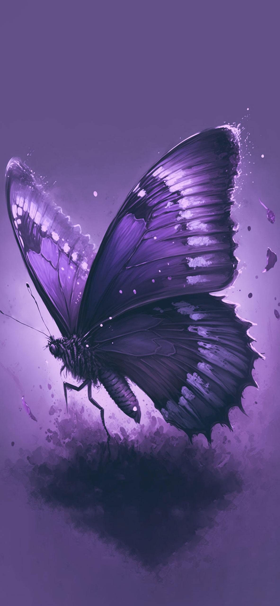 1183x2560 Purple Butterfly Wallpaper