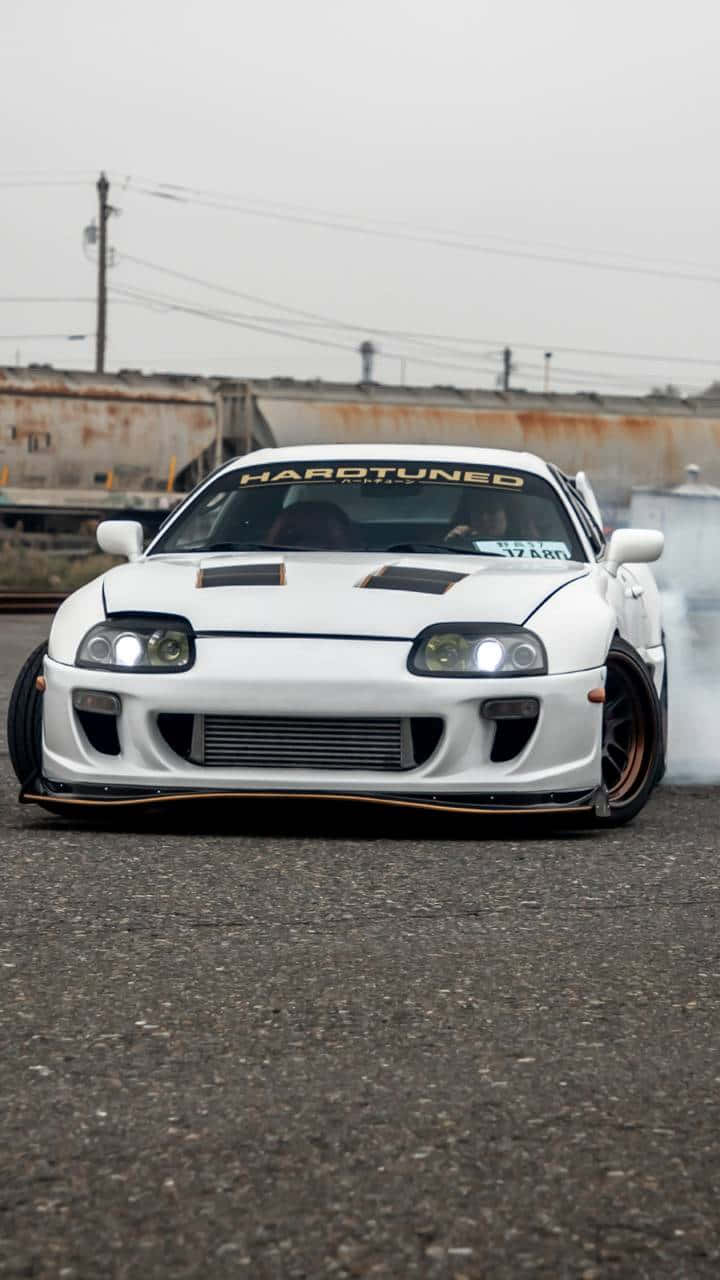 720x1280 Download Supra Drift White Car Mobile Wallpaper