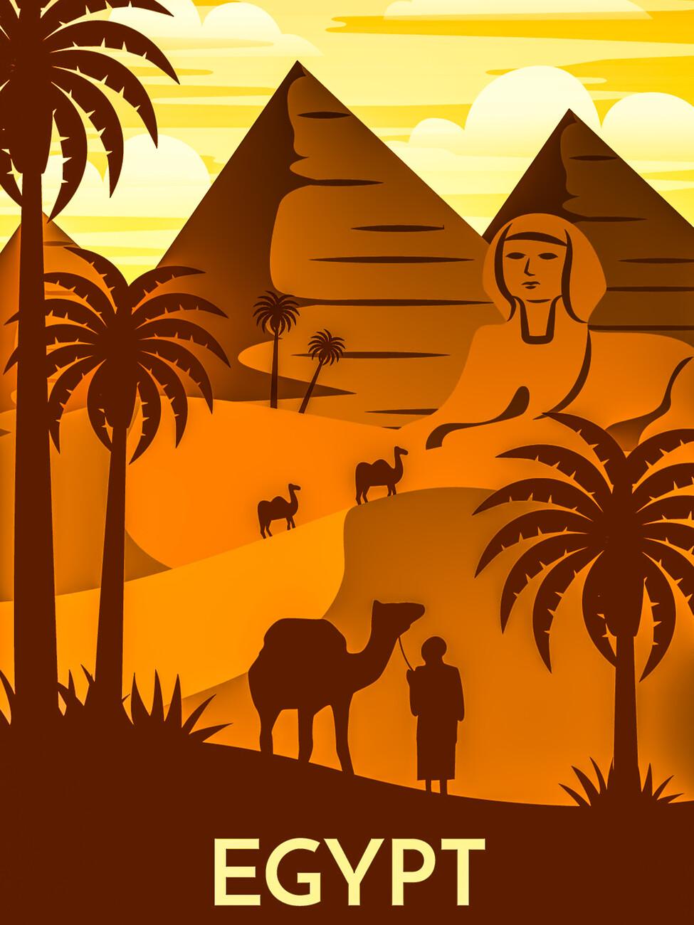 975x1300 Egypt Vintage Travel Pyramids Wall Mural