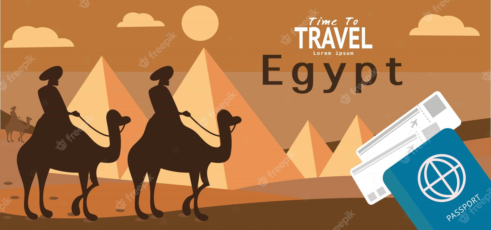 2000x936 Premium Vector. Egypt travel vacation holiday wallpaper, banner, background