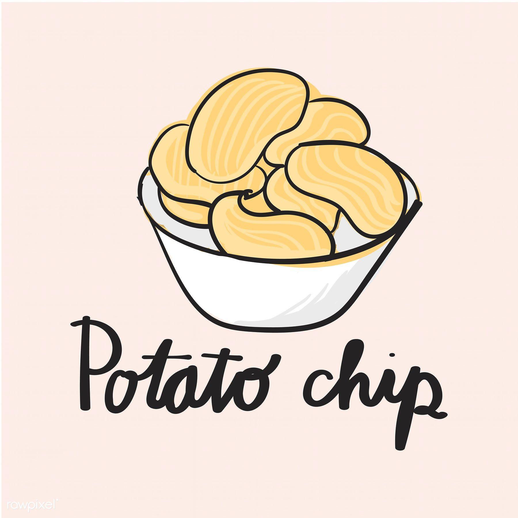 1800x1800 Illustration drawing style of potato chips. Potato chips, Food doodles, Potato drawing