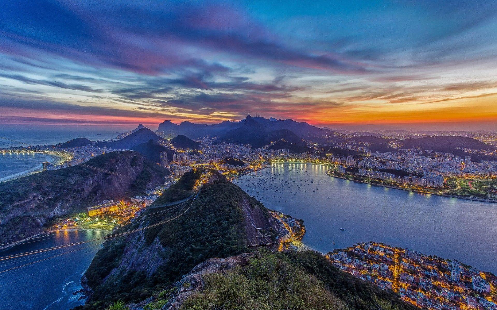 1920x1200 Brazil Desktop Wallpaper Free Brazil Desktop Background - Sunset wallpaper, Panoramic photography, Sunset city