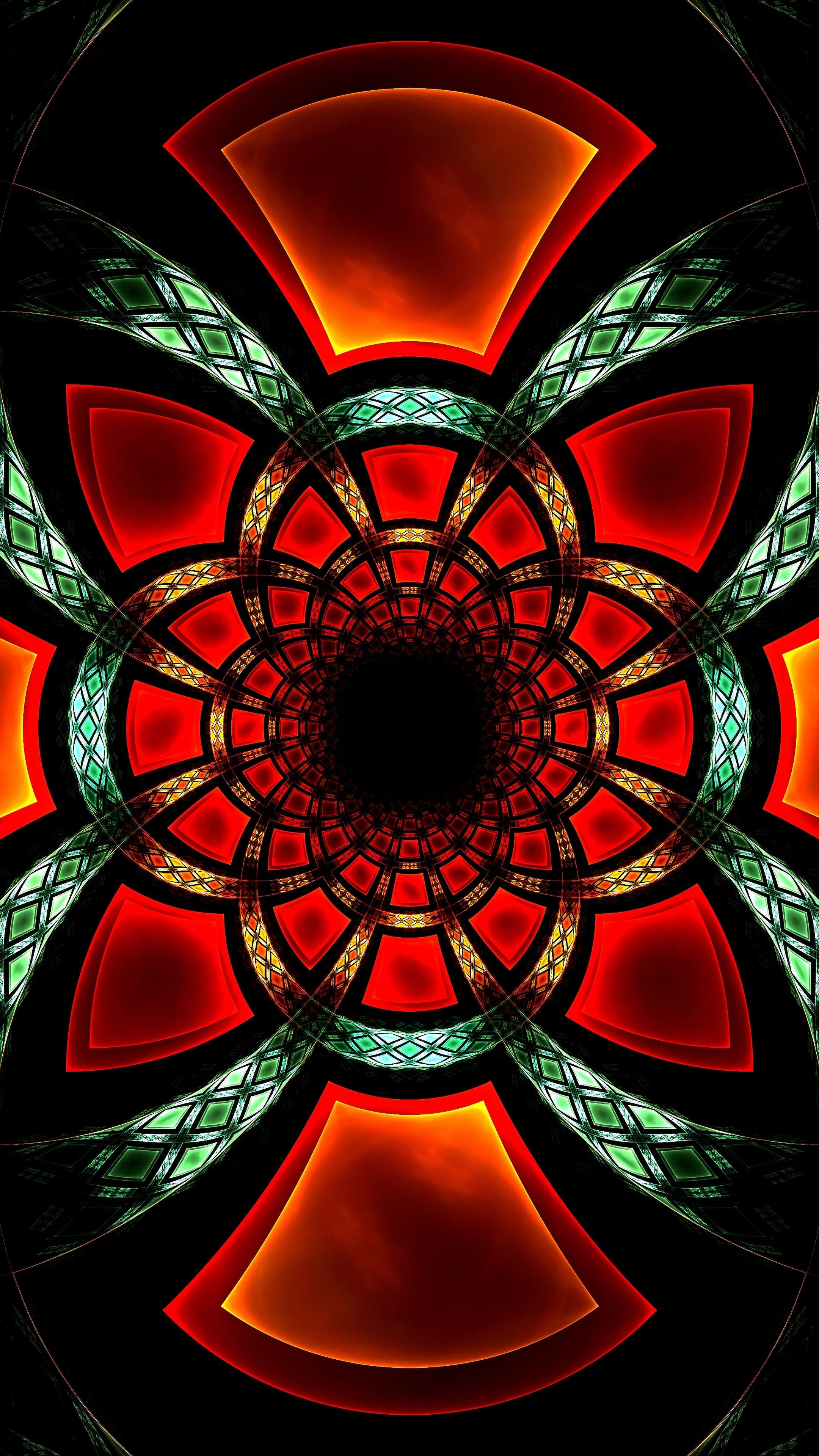 2160x3840 Red & Black Fractal 4K Phone Wallpaper