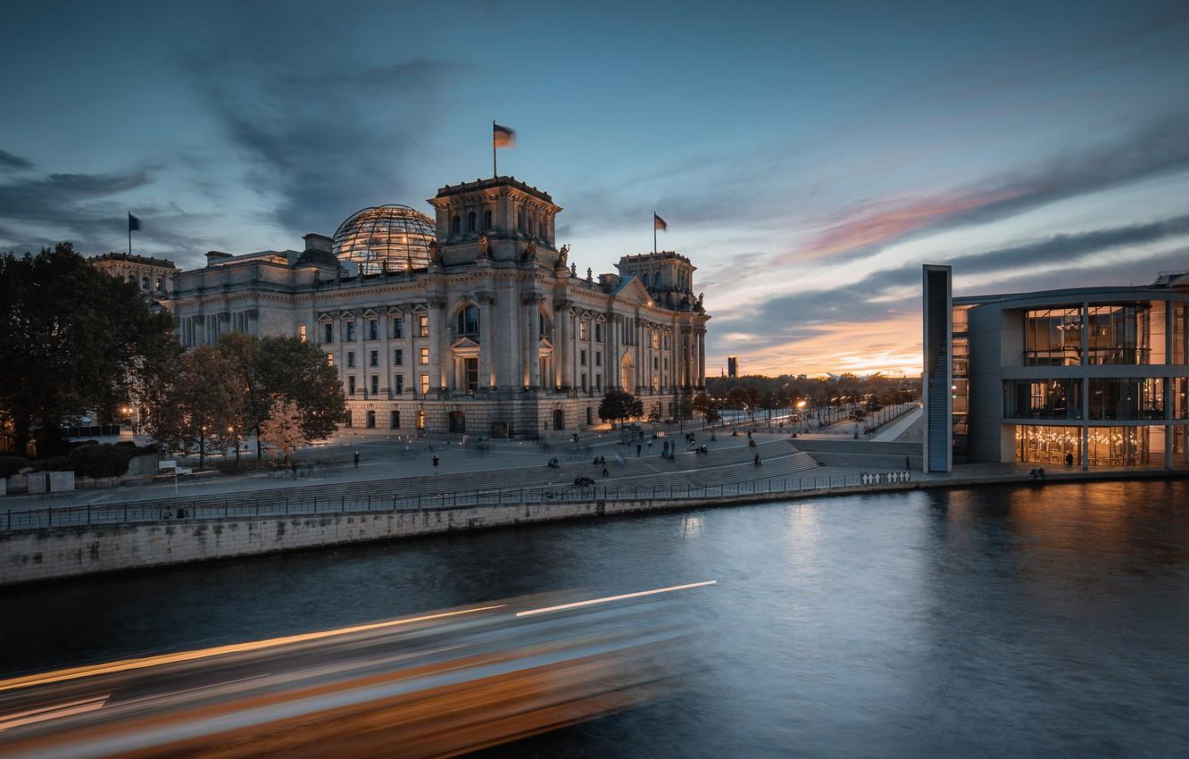 1332x850 Wallpaper river, the building, Germany, promenade, Germany, Berlin, Berlin, The Reichstag, Spree River, The Reichstag, The River Spree image for desktop, section город