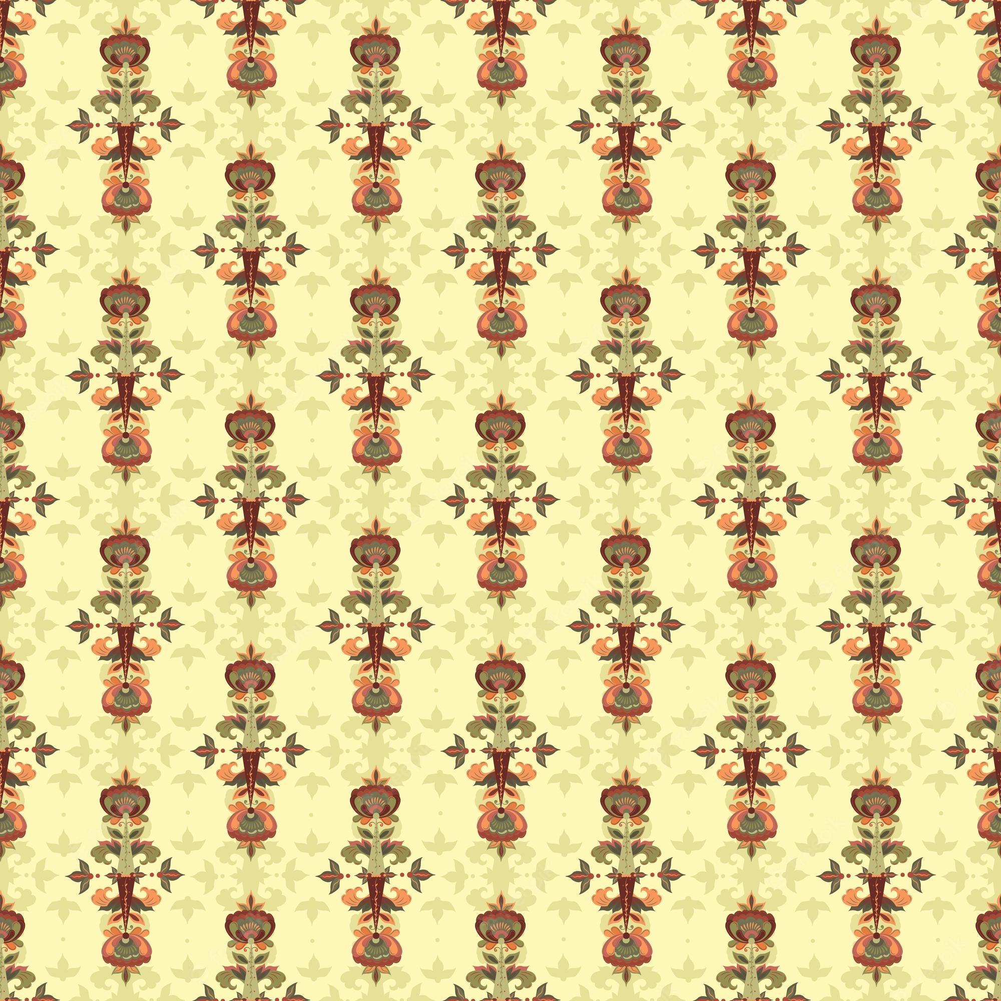 2000x2000 Floral slavic yellow pattern. folklore