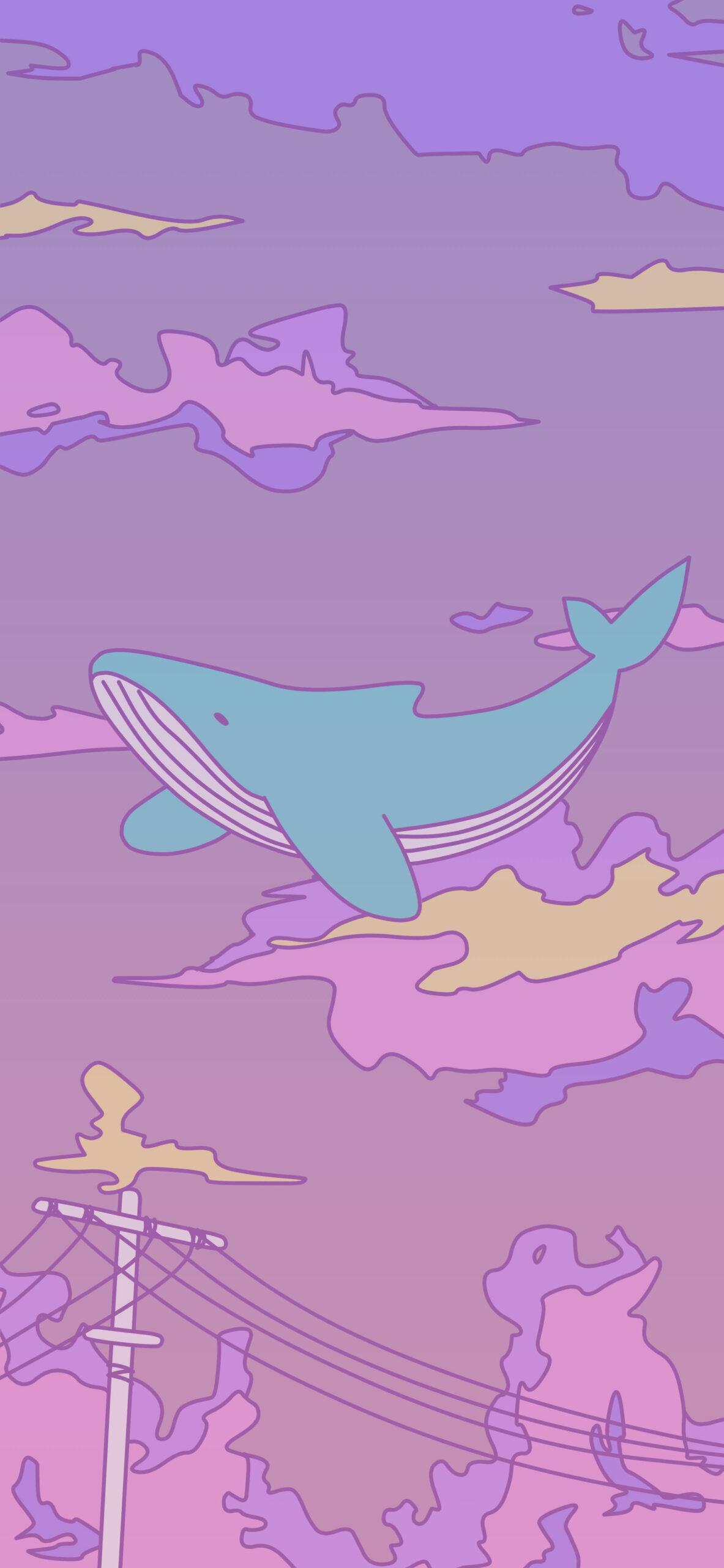 1183x2560 Anime Lofi Wallpaper with Sky & Whale Lofi Wallpaper