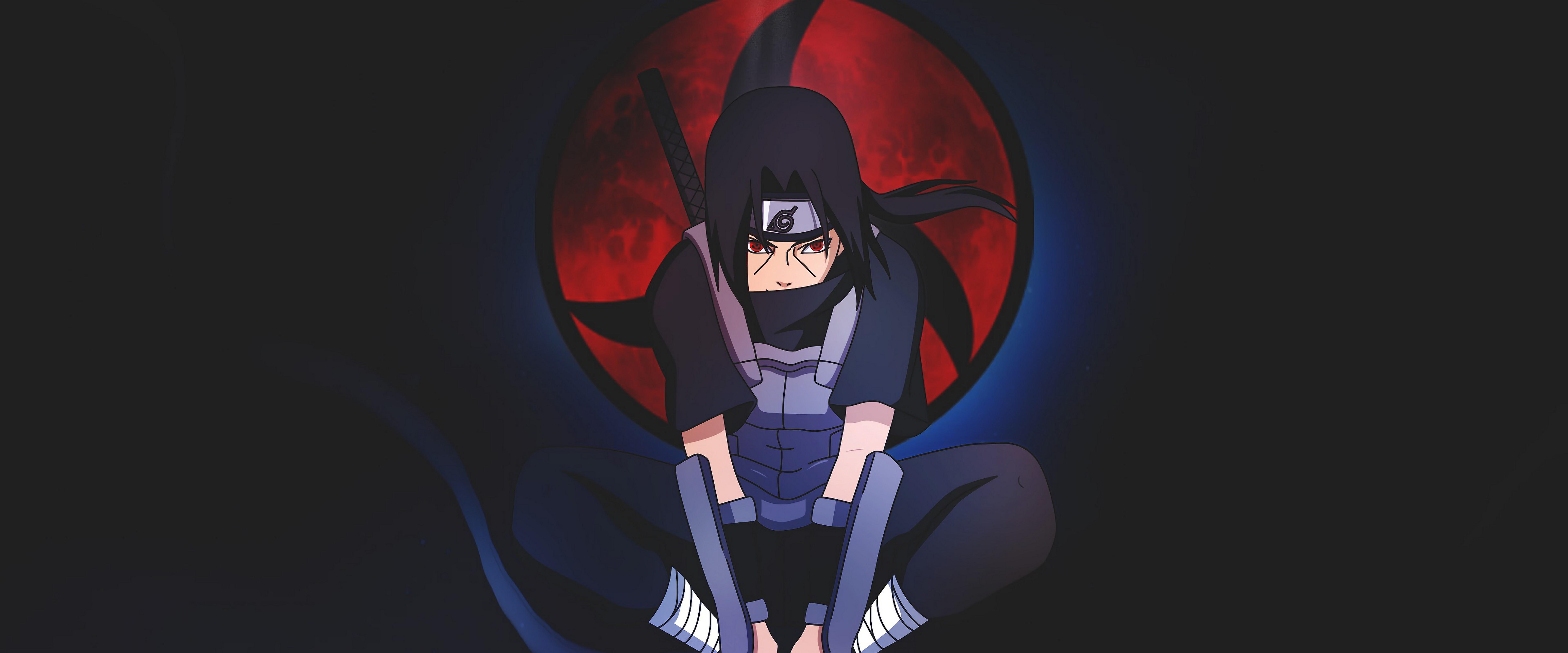 7680x3200 Itachi Sharingan Anbu 4K Wallpaper