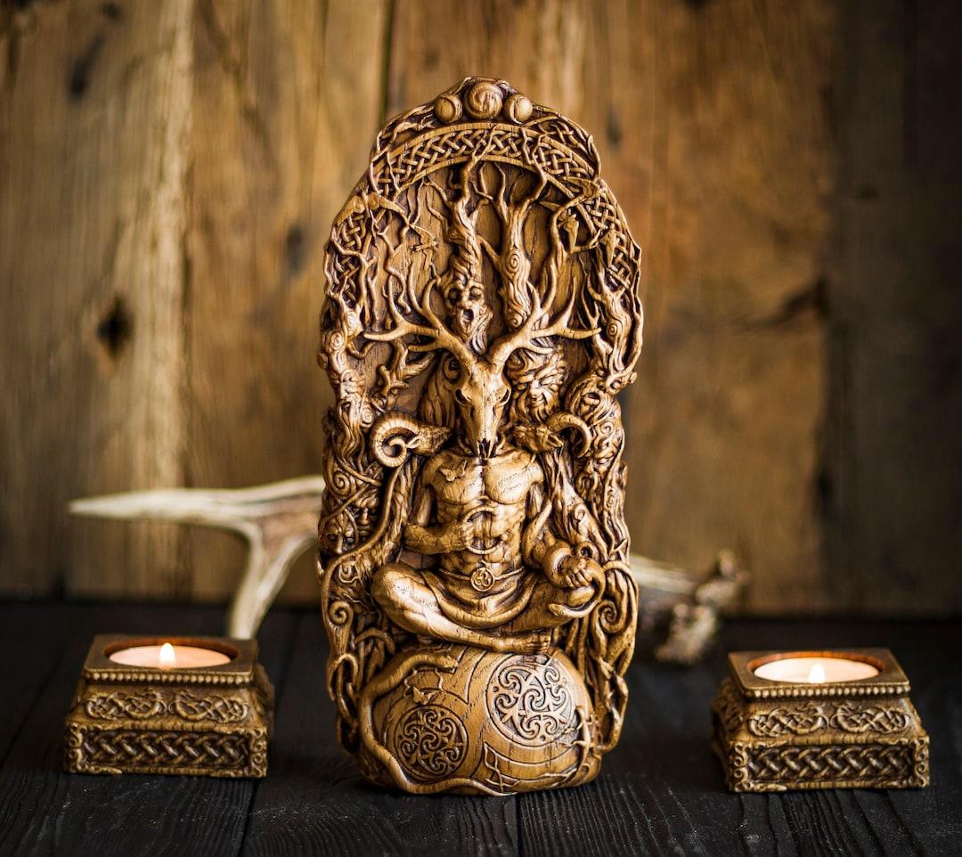 1080x962 Cernunnos Cernun Wood Horned God Celtic God Altar Statue