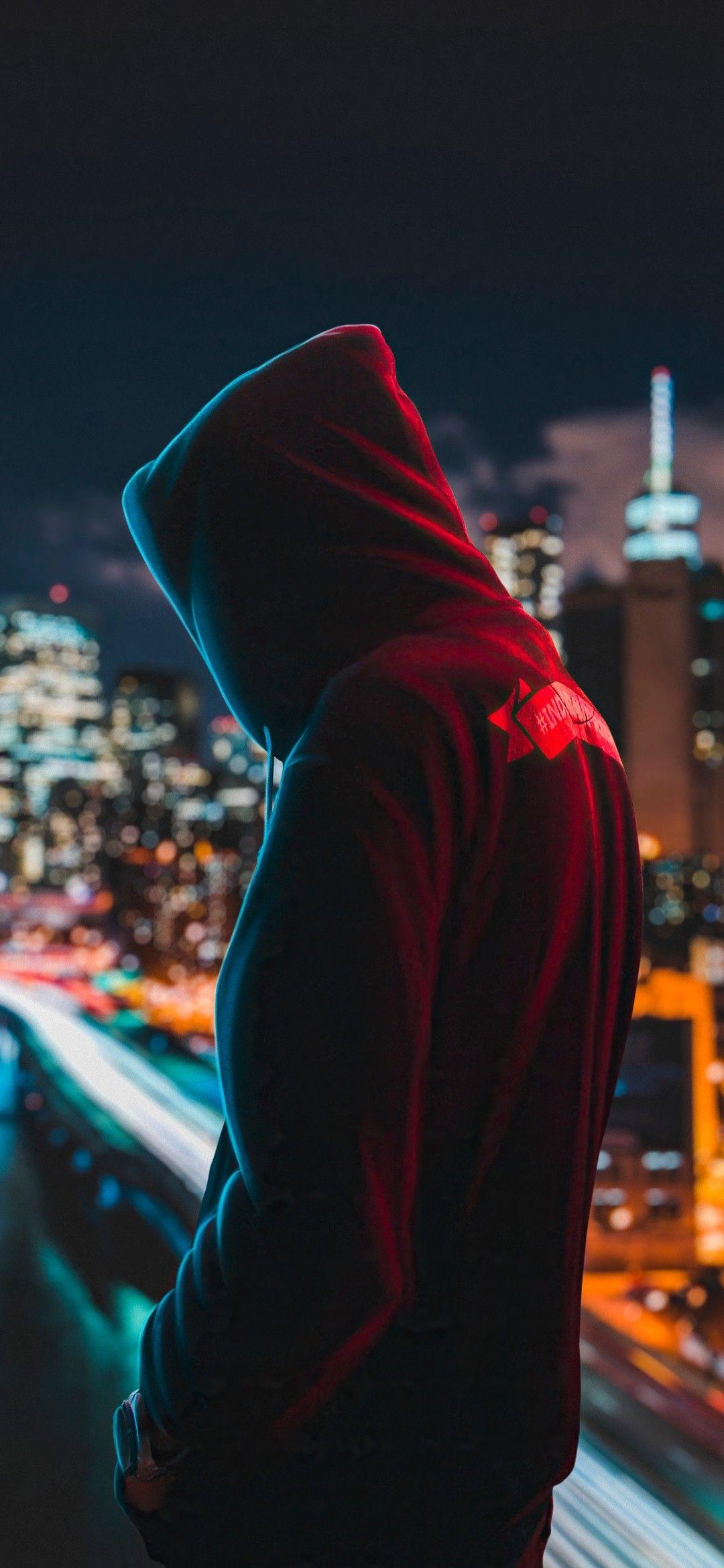 1080x2340 Dark Hoodie Wallpaper