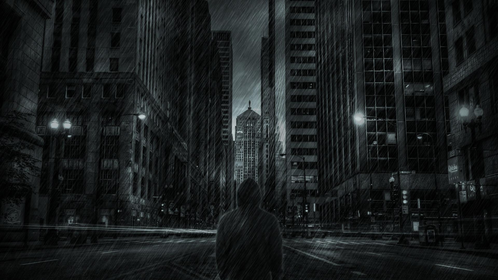 1920x1080 Buildings Skyscrapers Hoodie Rain Storm mood dark wallpaper