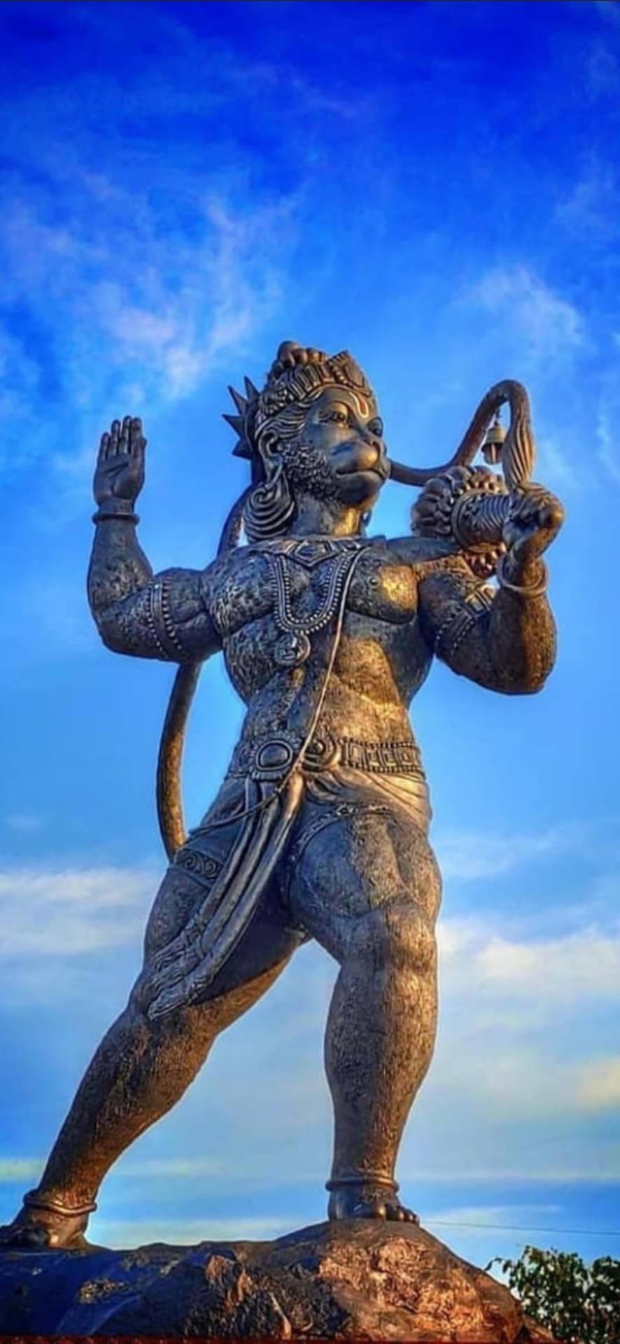 886x1920 Download Metallic God Hanuman Statue Wallpaper
