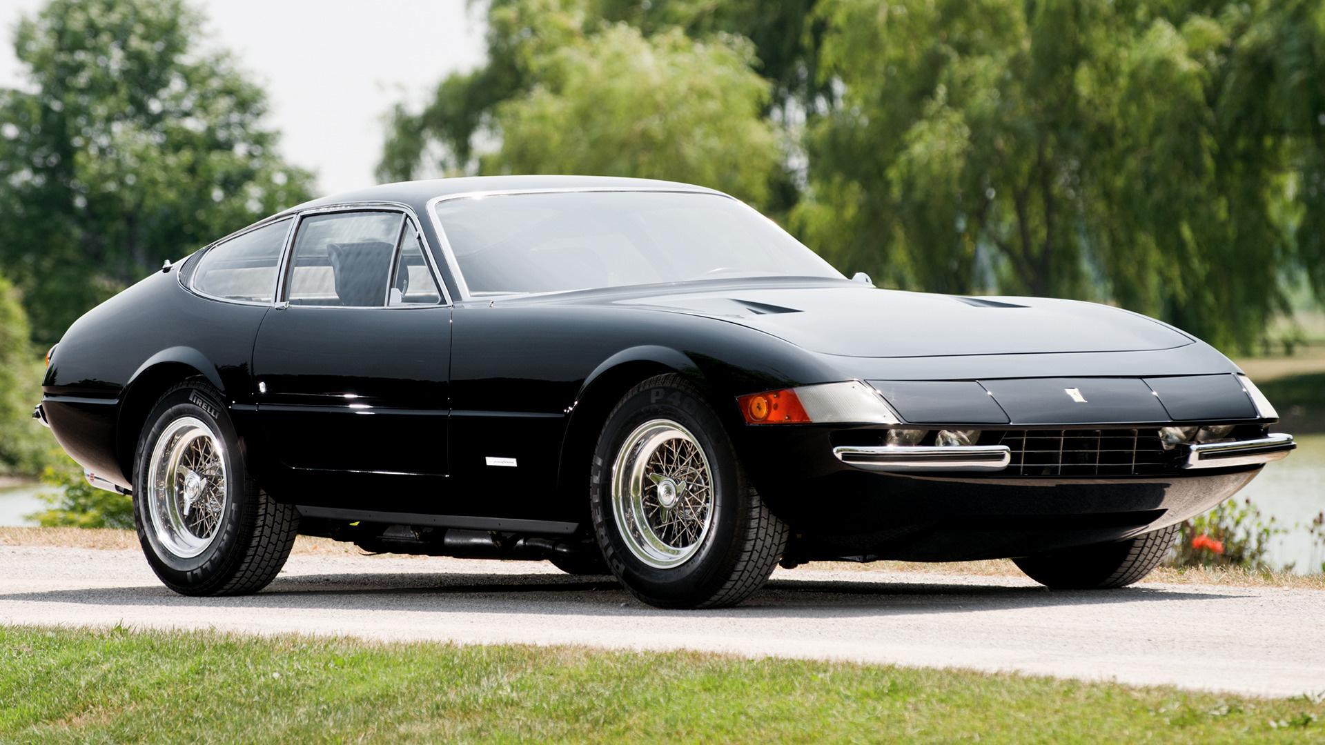 1920x1080 HD Desktop Wallpaper: Ferrari, Car, Old Car, Vehicles, Grand Tourer, Black Car, Coupé, Ferrari 365 Gtb 4 Daytona Download Free Picture