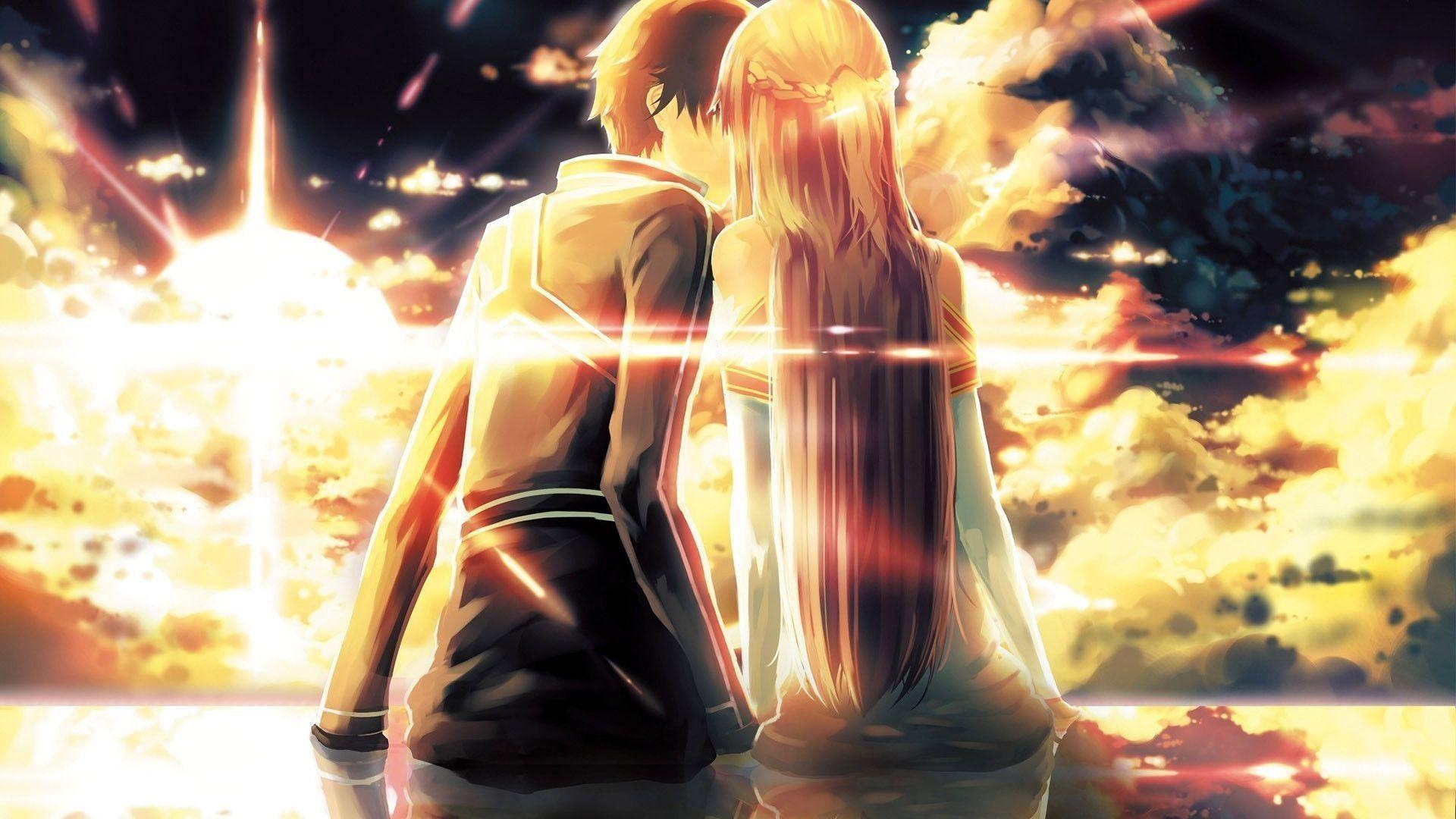 Download Couple Kissing During Nighttime Love Anime Wallpaper  Wallpapers com