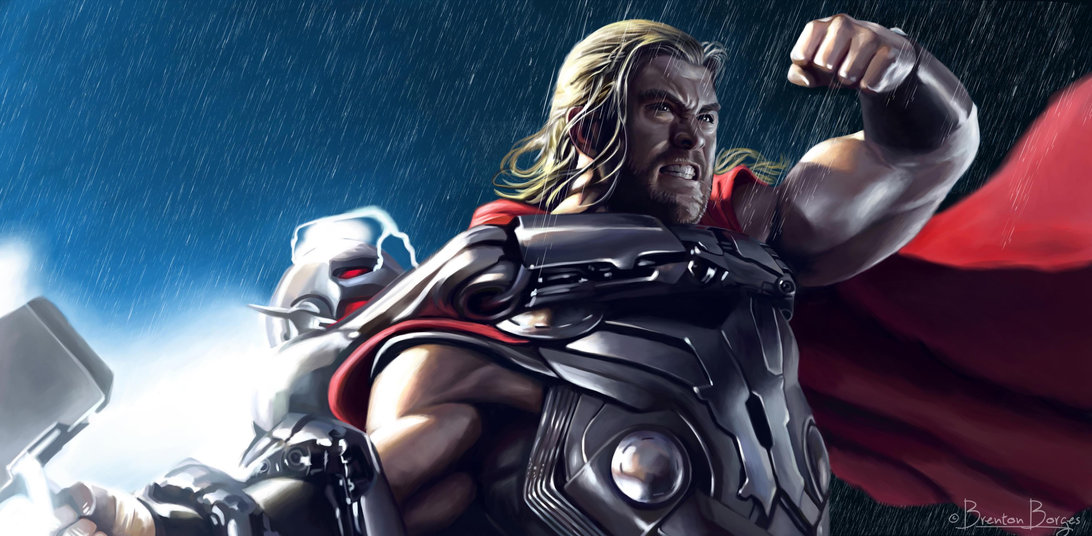 3495x1716 Wallpaper / thor, hd, superheroes, artwork, digital art, free download