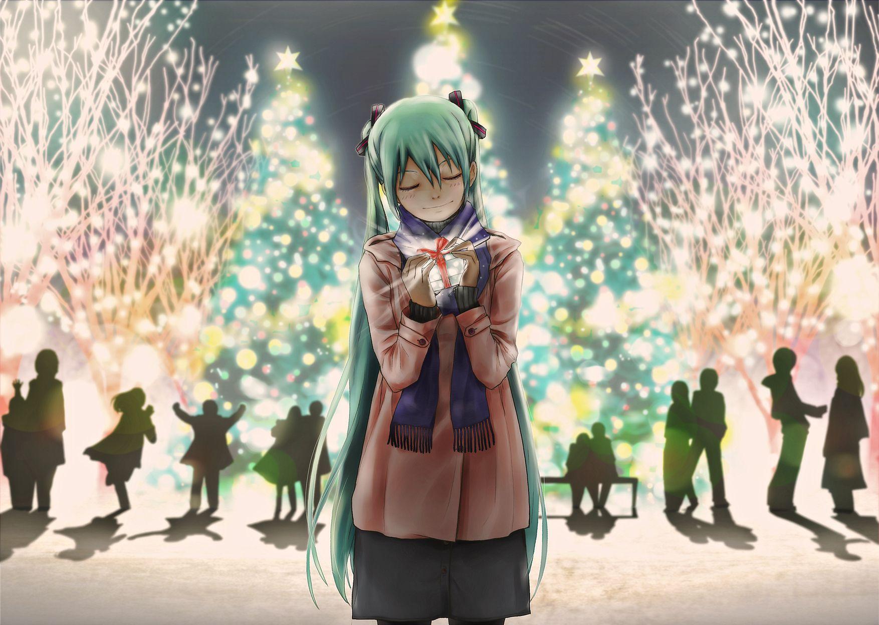 Miku Christmas Anime Wallpapers Top Free Miku Christmas Anime Backgrounds Wallpaperaccess