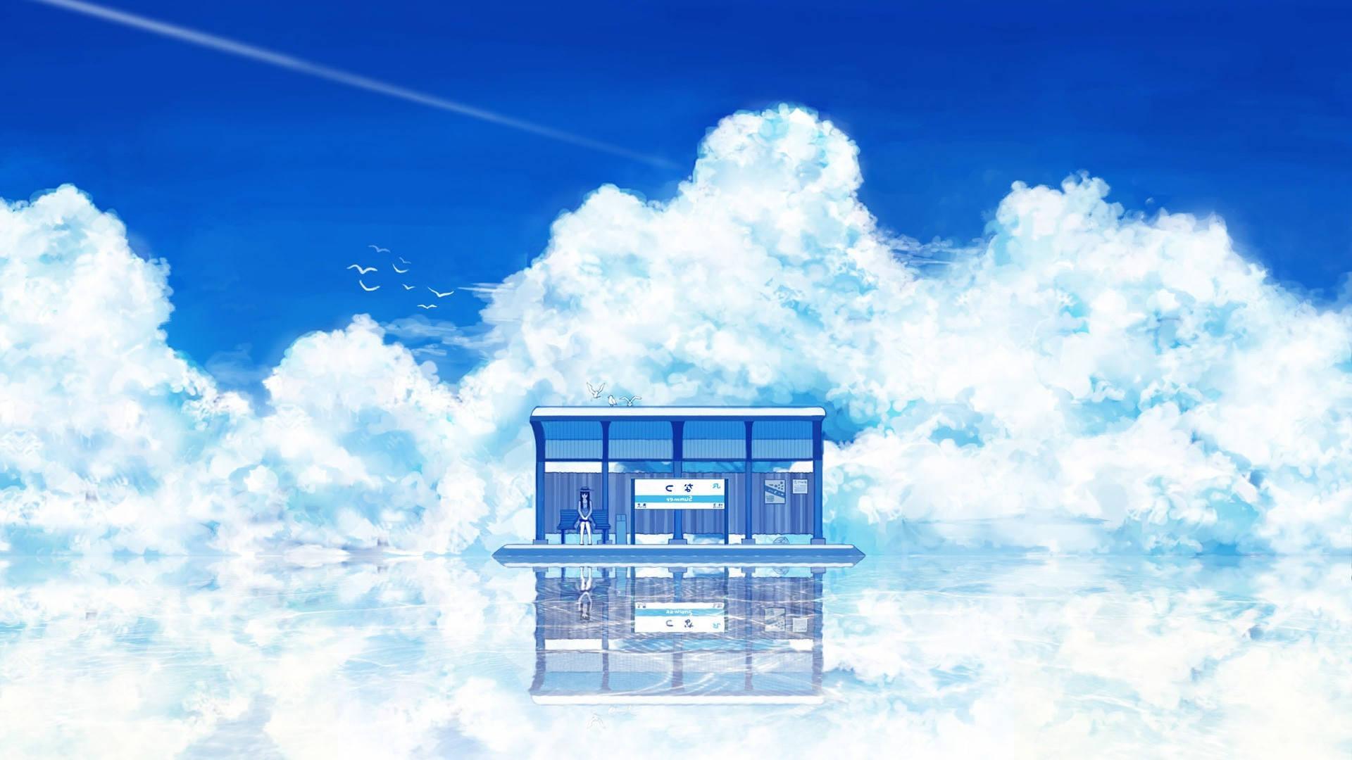 1920x1080 Download Anime Cloud Bus Stop Wallpaper