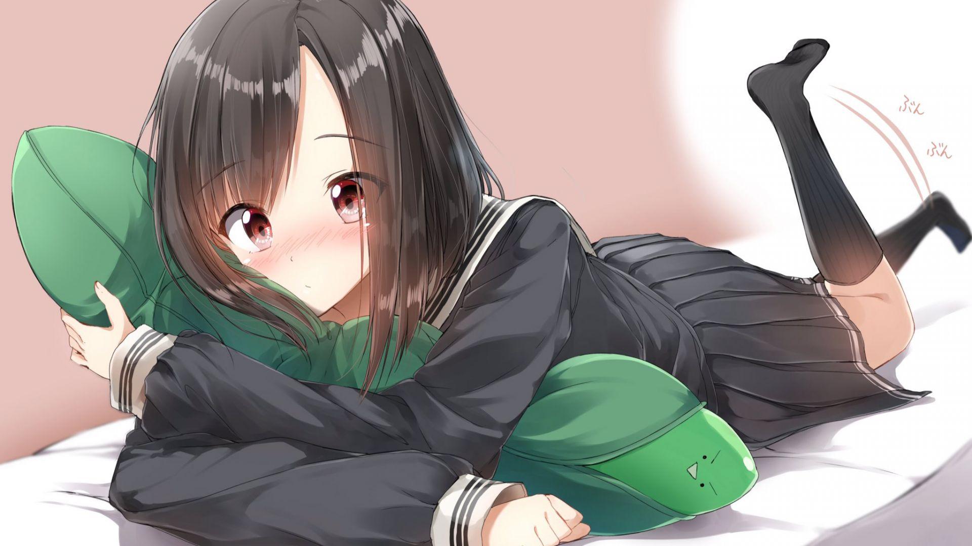1920x1080 Desktop Wallpaper School Girl, Lying Down, Cute Anime, HD Image, Picture, Background, 06bd23