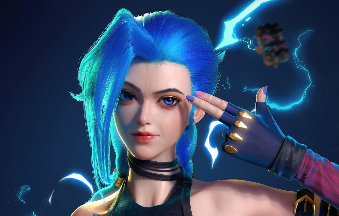 1332x850 Wallpaper Art, League of Legends, LoL, Face, Fanart, Jinx image for desktop, section игры