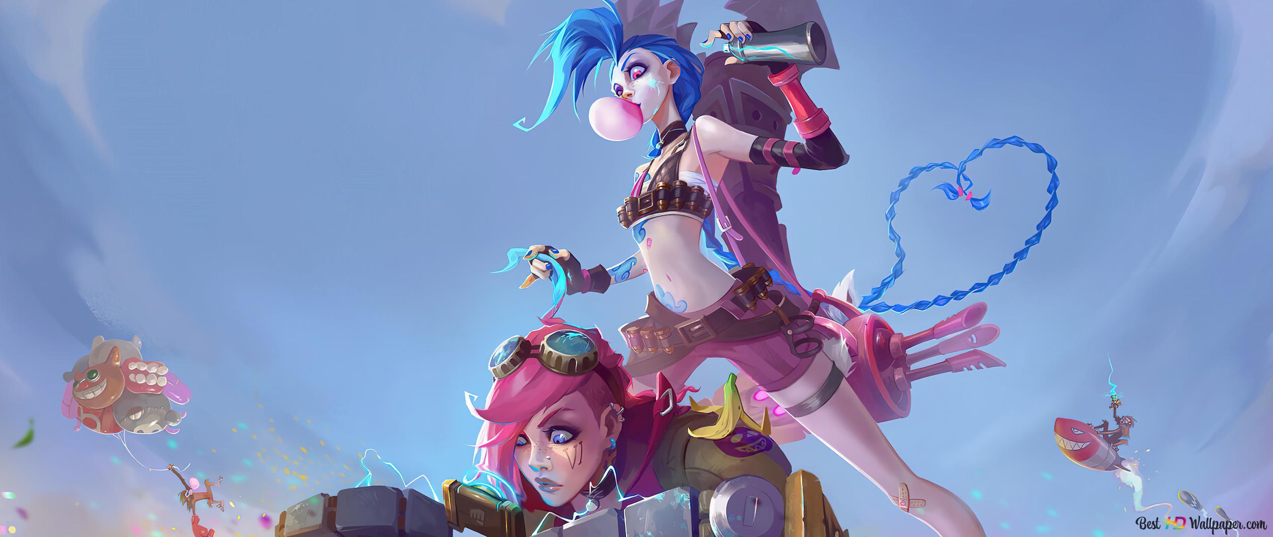 2560x1080 Jinx with Vi. League of Legends (LOL) 4K wallpaper download