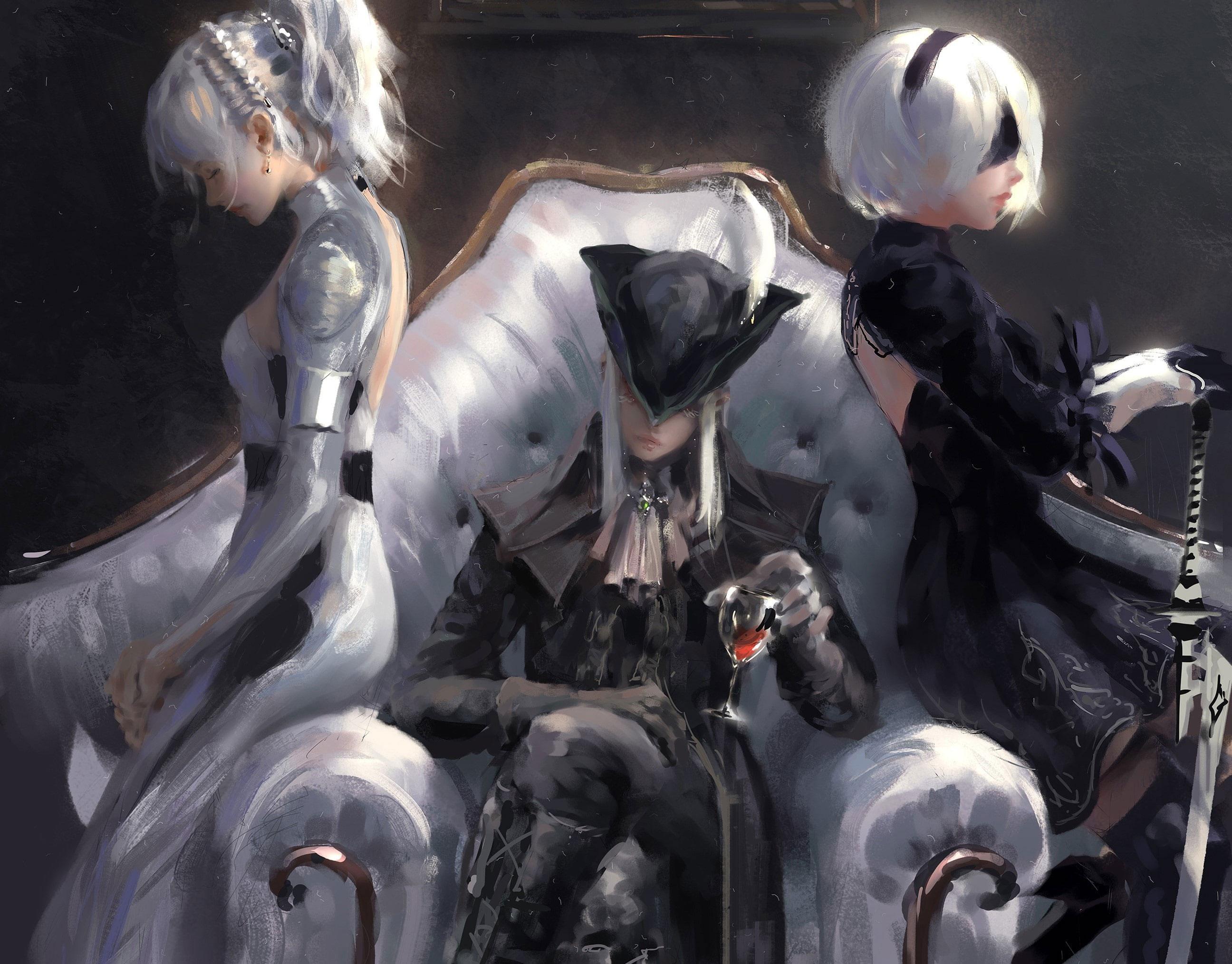 2592x2028 Final Fantasy XV Wallpaper, Digital Art, Women, Warrior, Nier: Automata