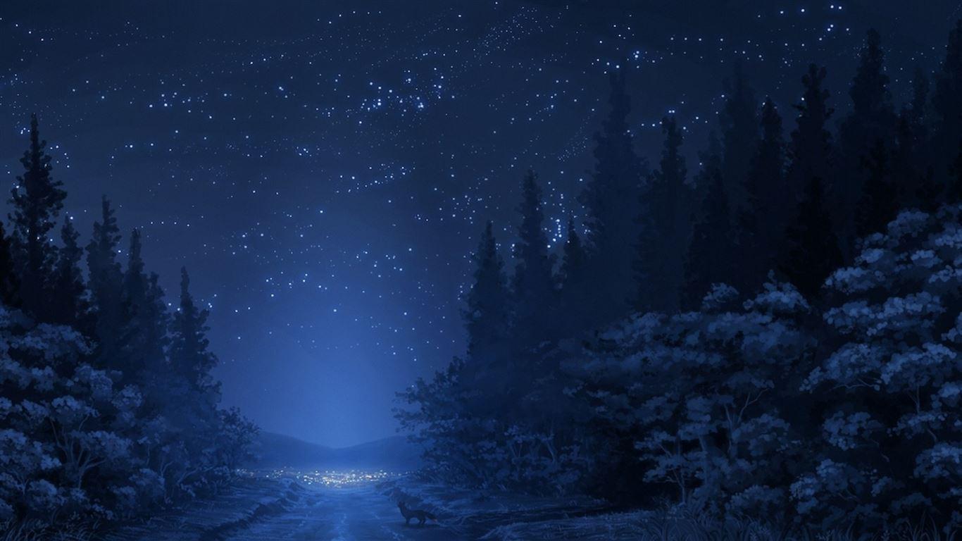 1366x768 Winter night sky MacBook Air Wallpaper Download