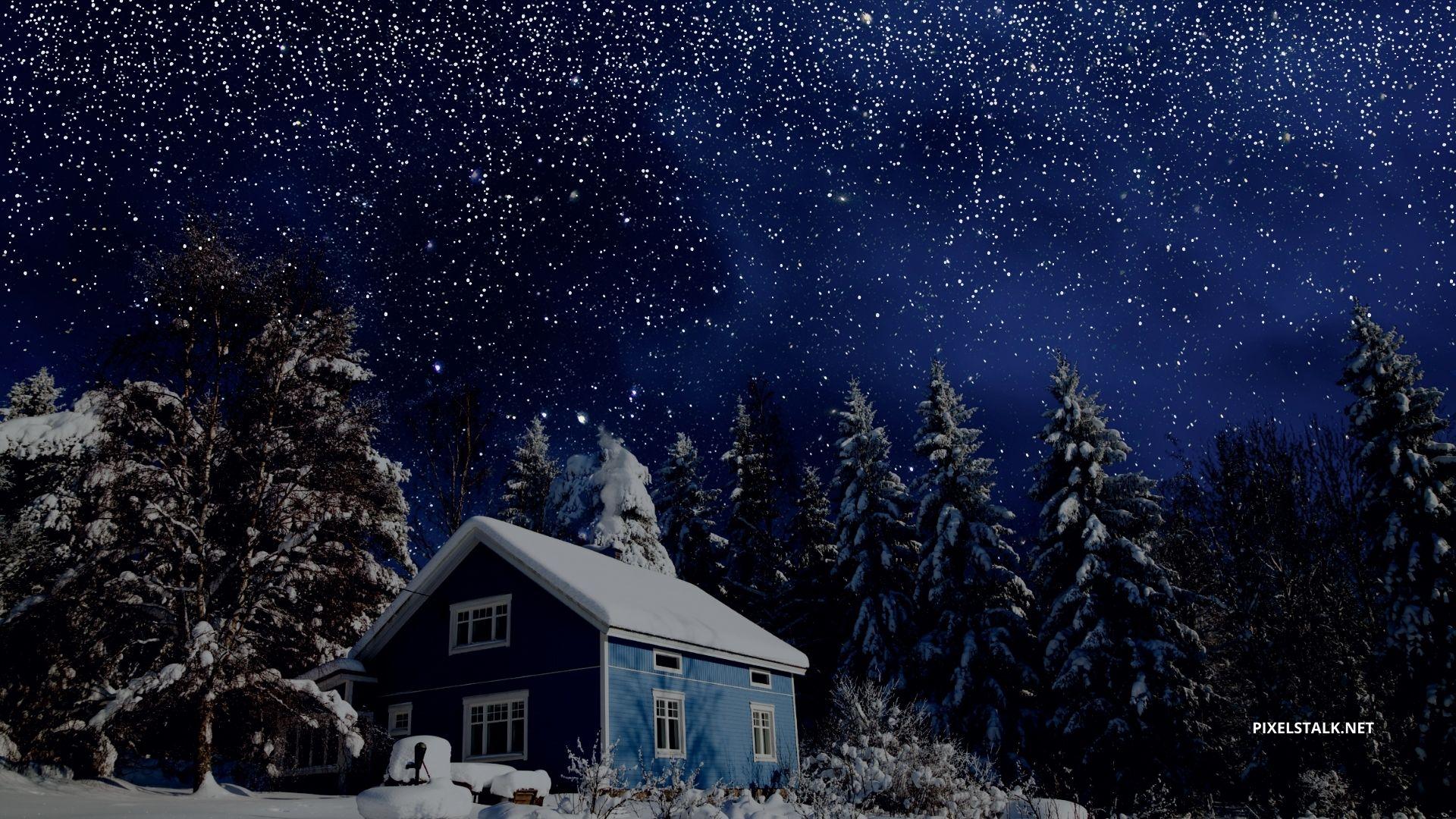 1920x1080 Winter Night Desktop Wallpaper Free download
