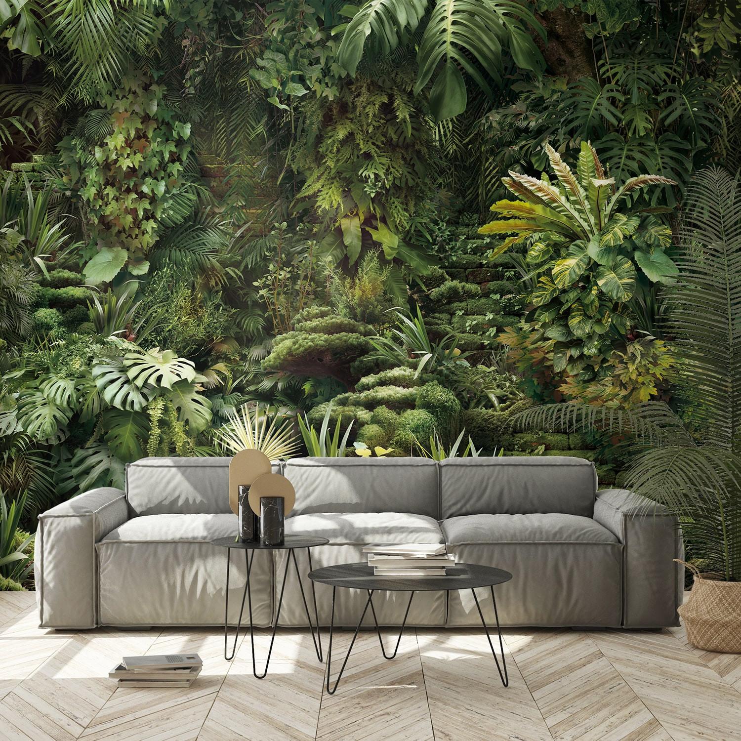 1500x1500 Urban jungle at dusk panoramic wall mural