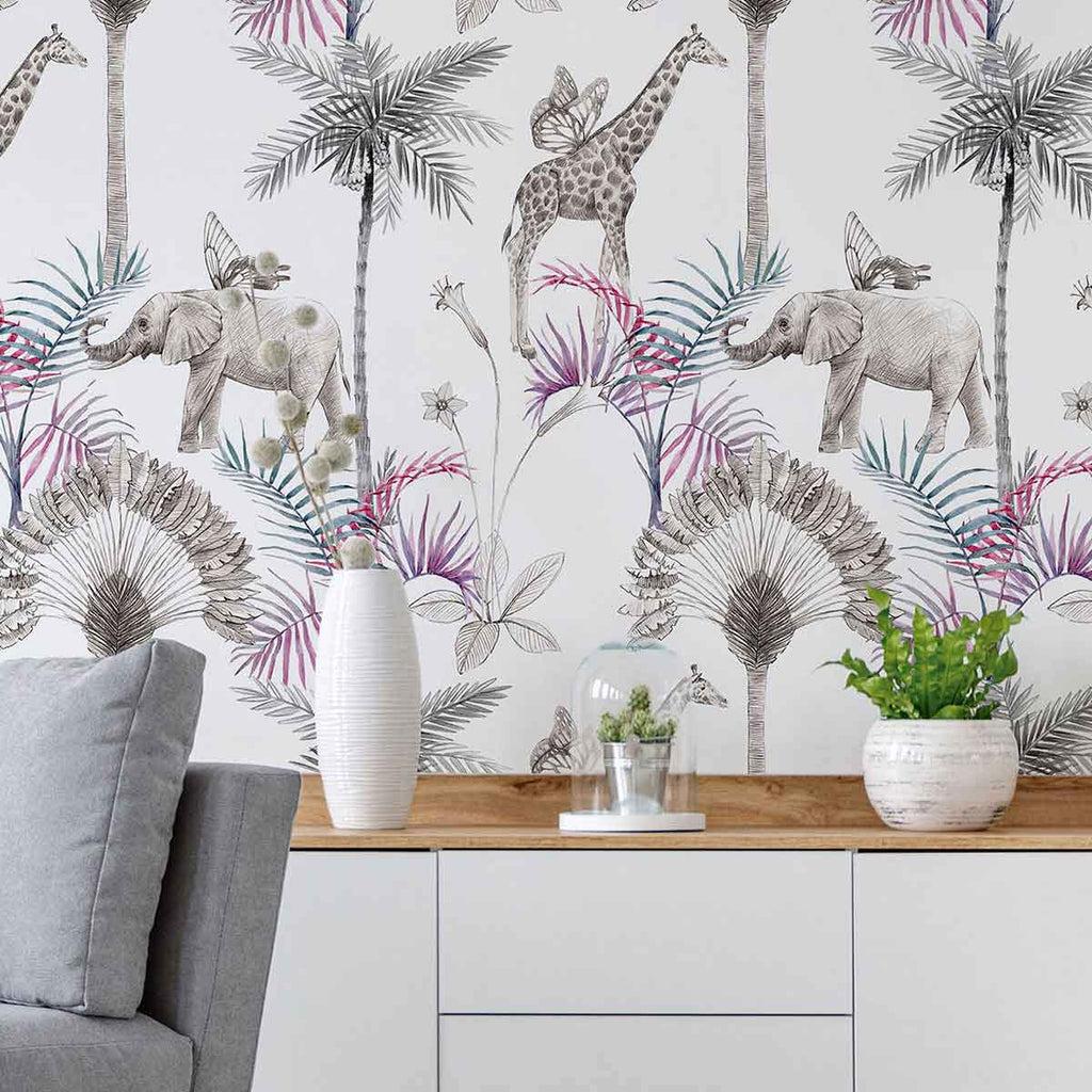 1024x1024 Grey Wildlife Peel and Stick Removable Wallpaper 7784. Walls By Me